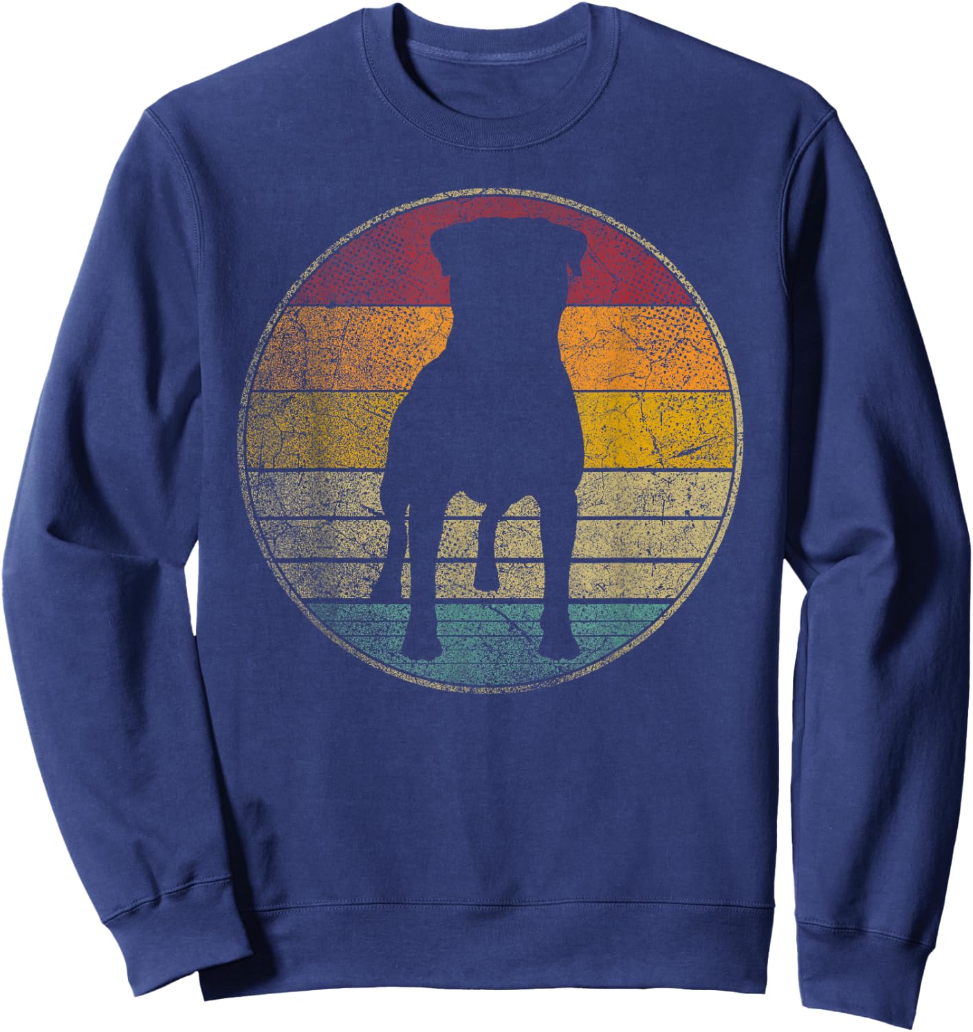 Rottweiler Dog Vintage Distressed Retro Style Silhouette Women Kids Sweatshirt - Sweatshirt | Navy
