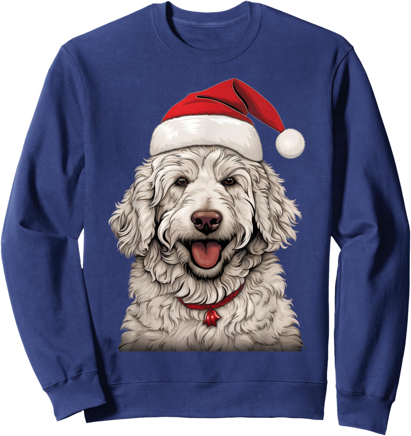 Goldendoodle Santa Claus Hat Christmas Party Xmas Pajama Sweatshirt - Sweatshirt | Navy
