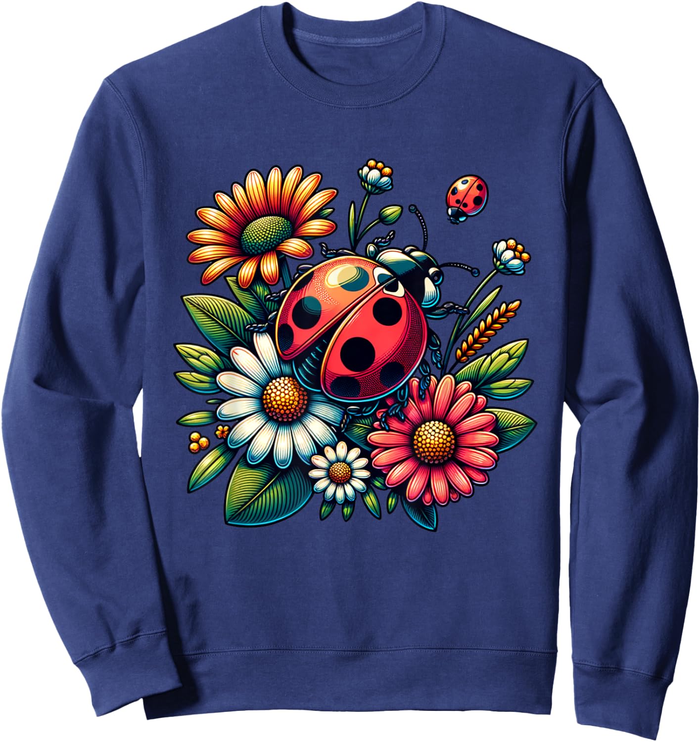 Cute Ladybugs Pop Art Ladybugs Lover Portrait Women Sweatshirt - Sweatshirt | Navy