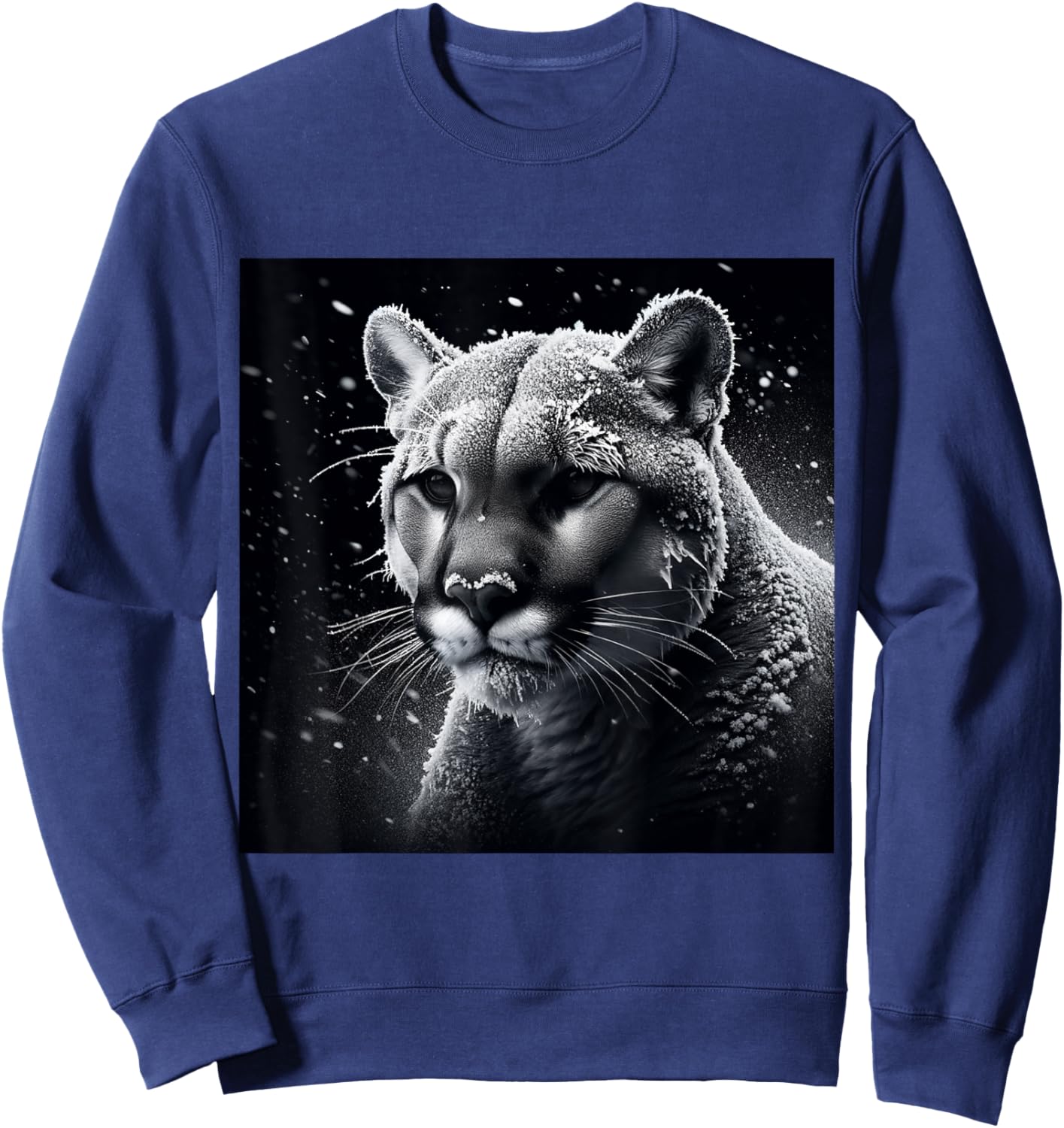 Wildlife Art Cougar Puma Shirt - Mountain Lion Portrait Sweatshirt - Sweatshirt | Navy