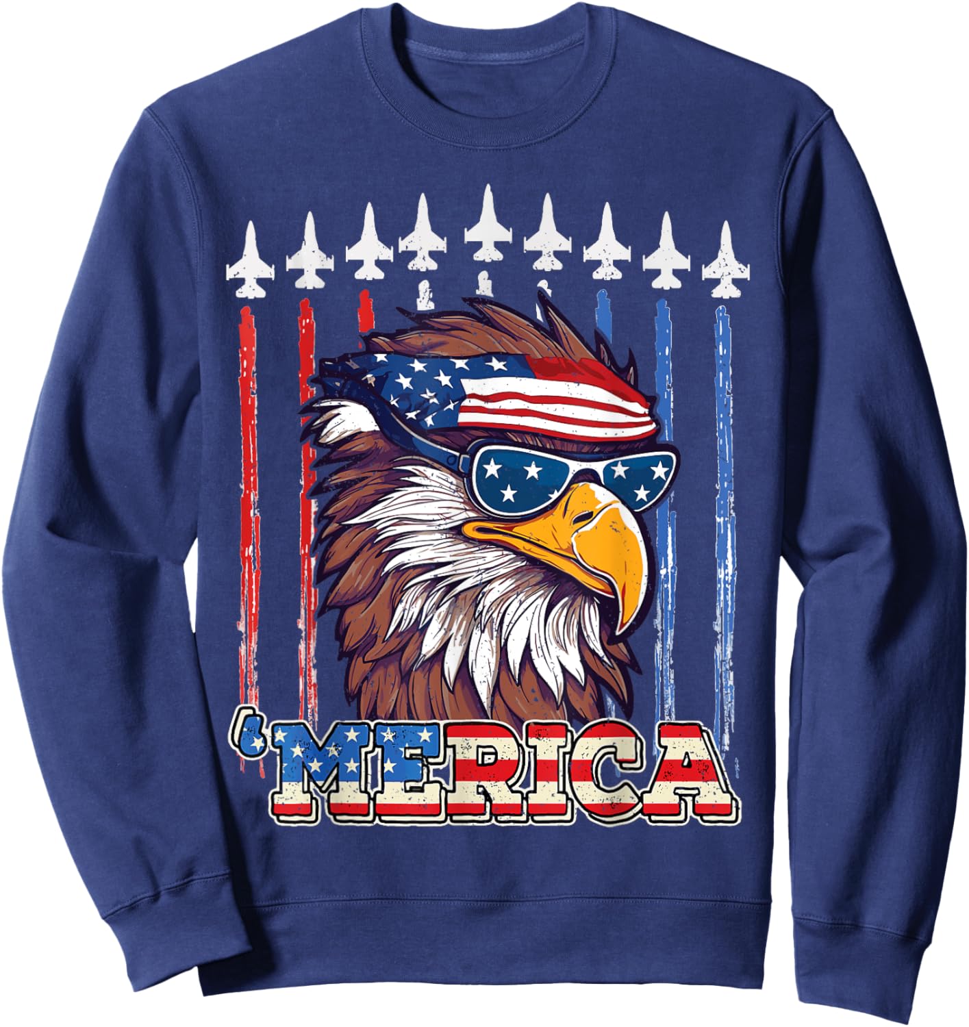 Merica Patriotic Eagle USA flag 4th of july Eagle mullet Sweatshirt - Sweatshirt | Navy