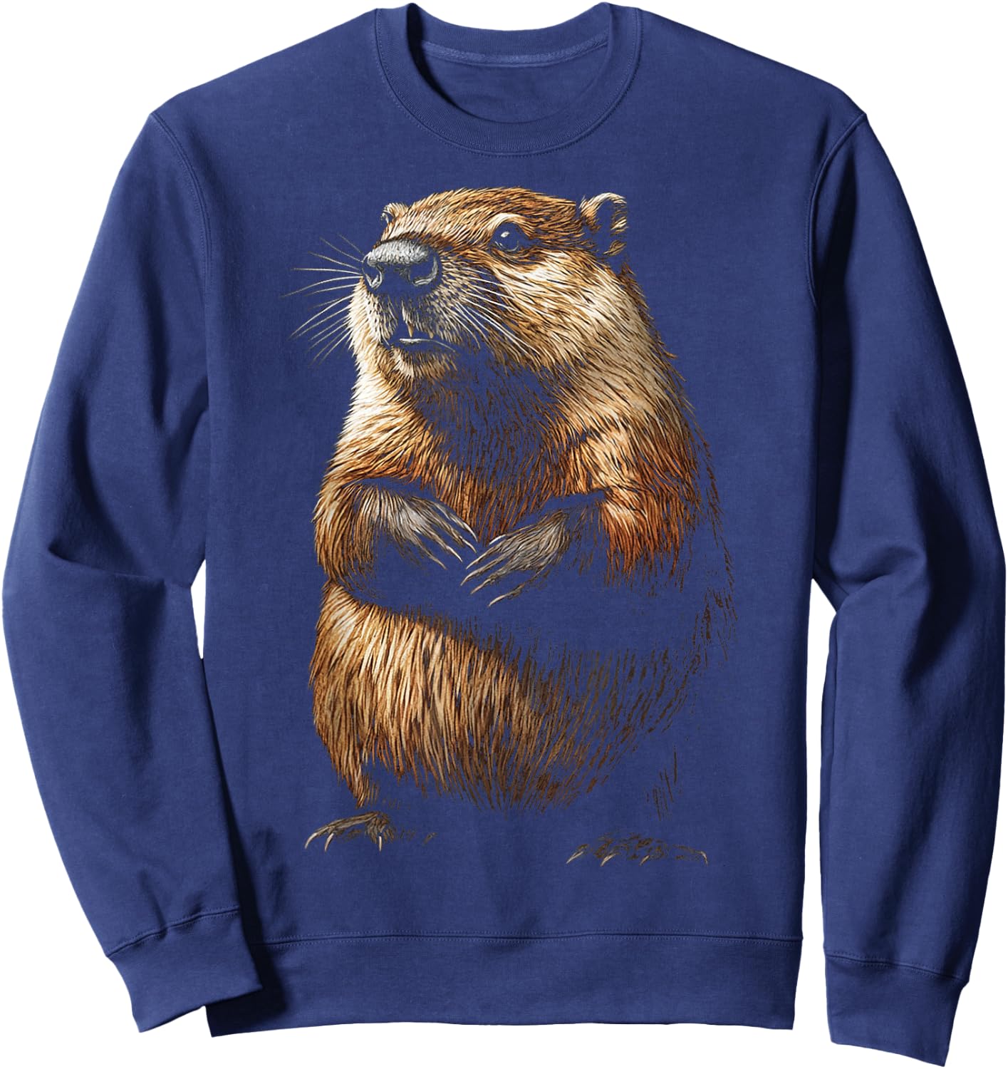 Beaver Animal Motif Artwork Beaver Sweatshirt - Sweatshirt | Navy