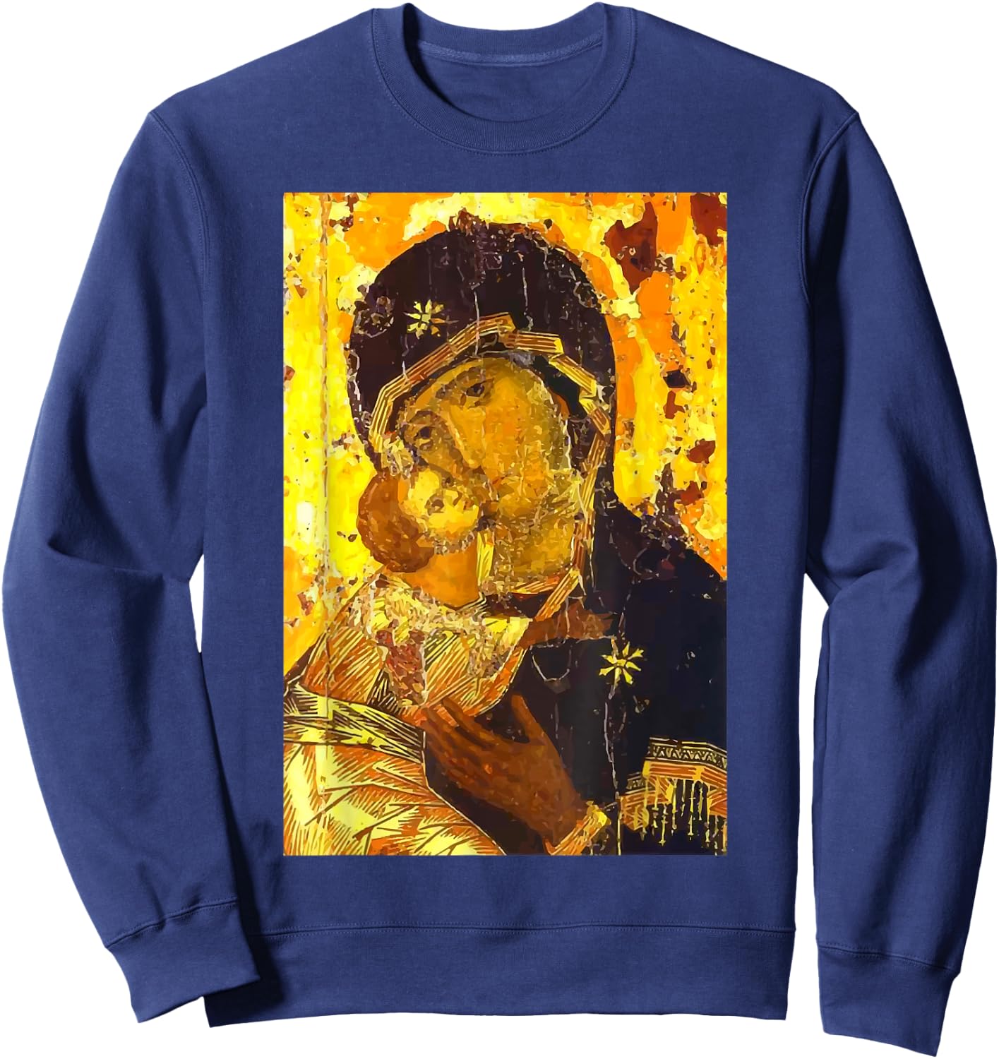 Theotokos Icon Mother of God Our Lady of Vladamir Icon Sweatshirt - Sweatshirt | Navy