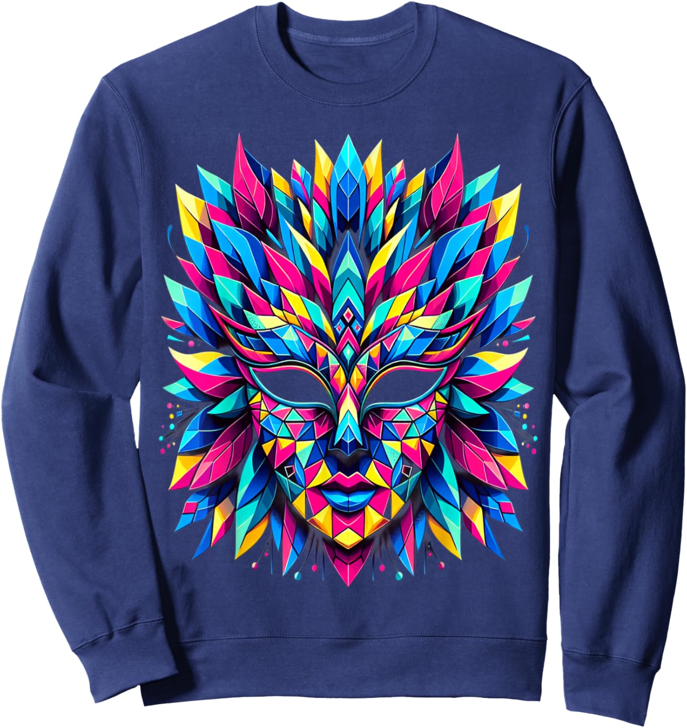 Retro Carnival Mask Brazil Rio , Black, S Sweatshirt - Sweatshirt | Navy