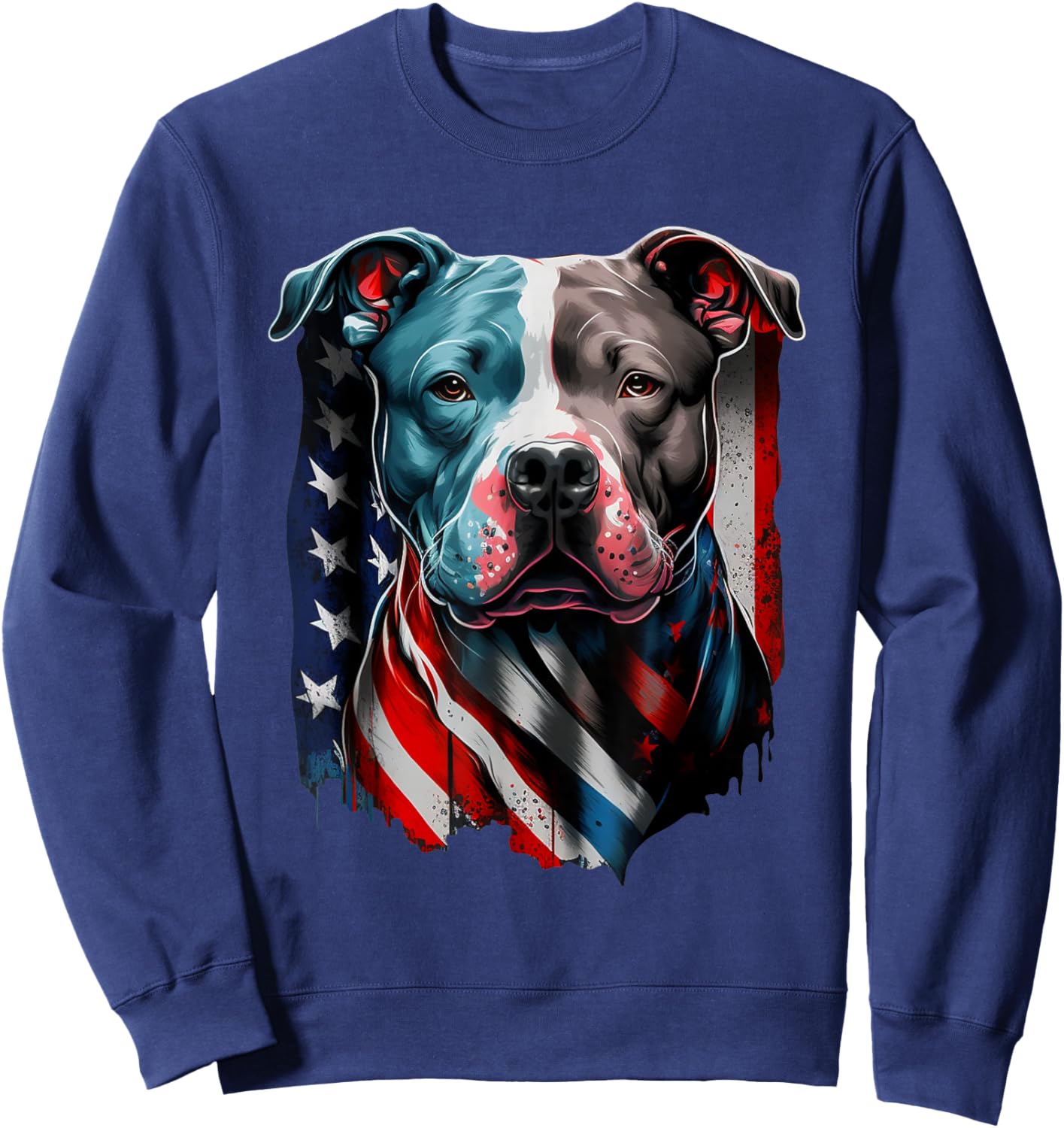 American Pitbull Terrier USA Flag Patriotic Dog Sweatshirt - Sweatshirt | Navy