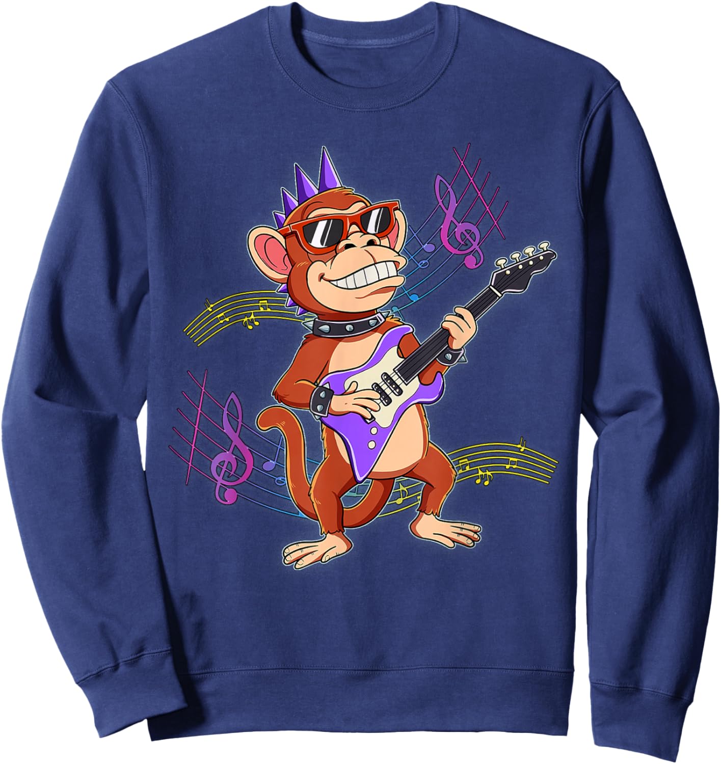 Rockstar Monkey Guitar Sweatshirt - Sweatshirt | Navy