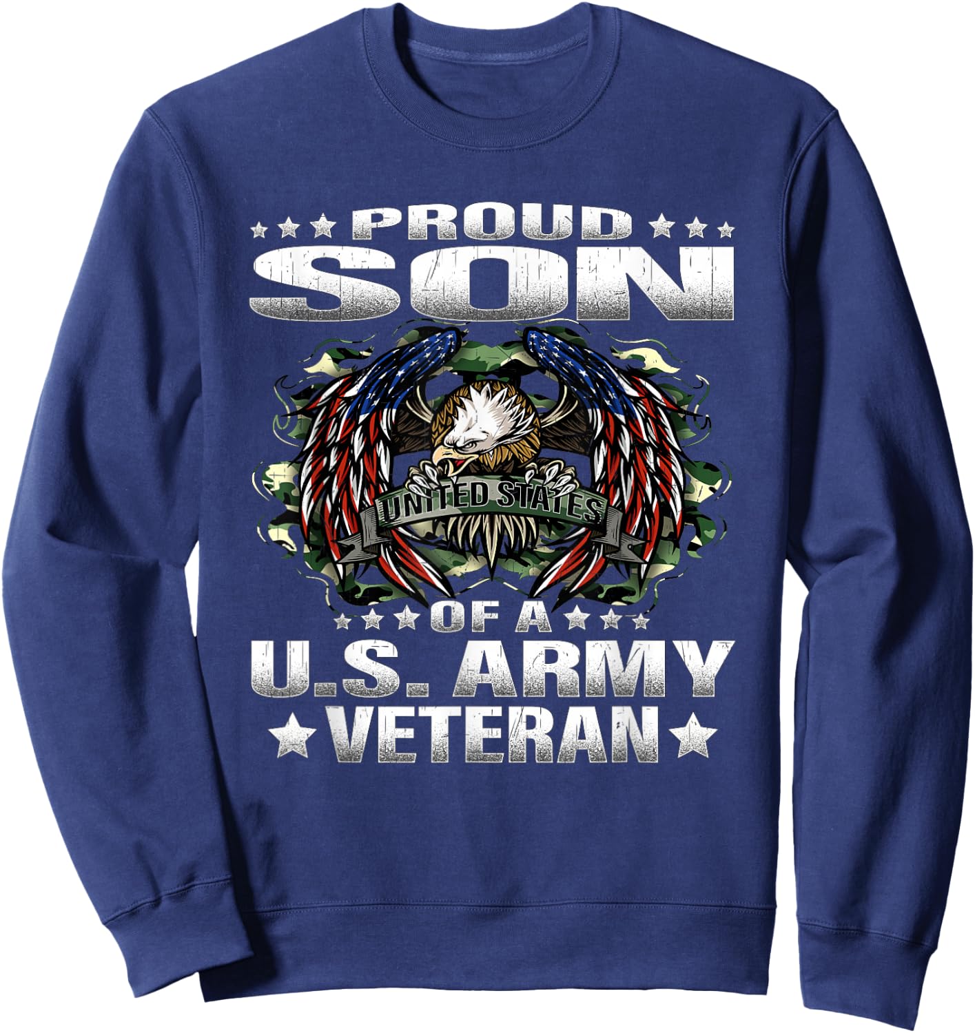Proud Son Of A US Army Veteran Military Vet's Child Sweatshirt - Sweatshirt | Navy