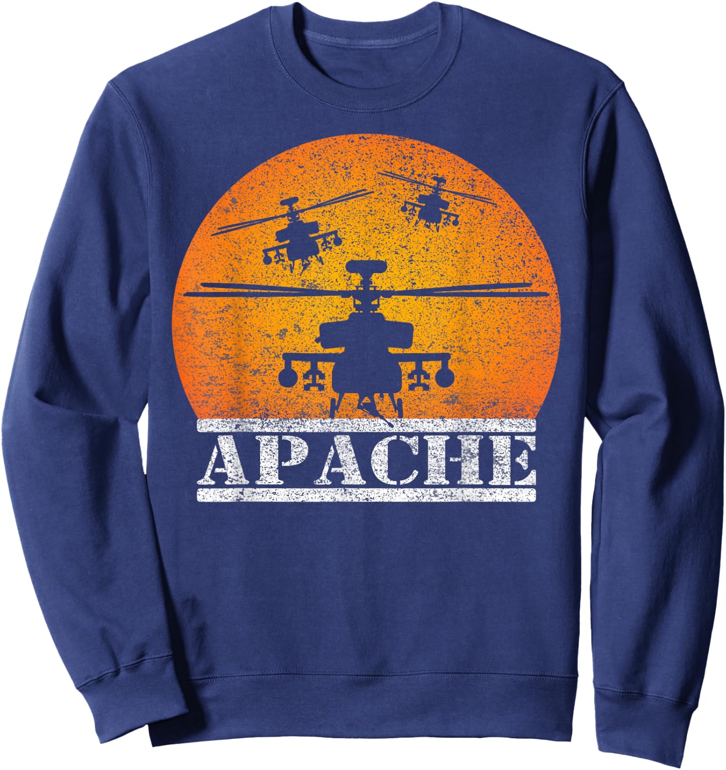 Apache Helicopter AH64 Attack Helicopters Pilot Sunset Sweatshirt - Sweatshirt | Navy
