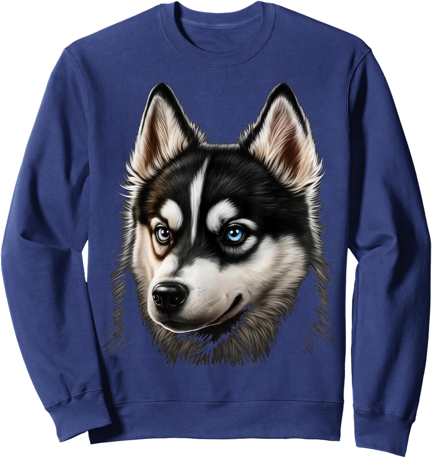 Cute Siberian Husky Dog on Siberian Husky Lover Women Kids Sweatshirt - Sweatshirt | Navy