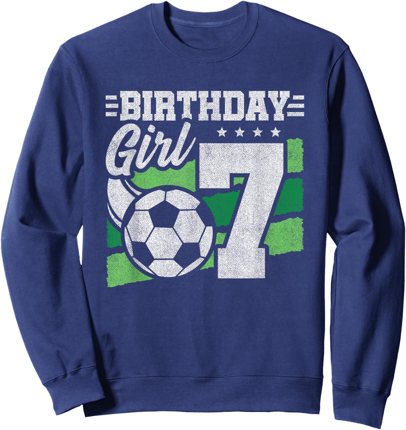 Girls 7th Birthday - Soccer Party 7 Year Old Girl Birthday Sweatshirt - Sweatshirt | Navy