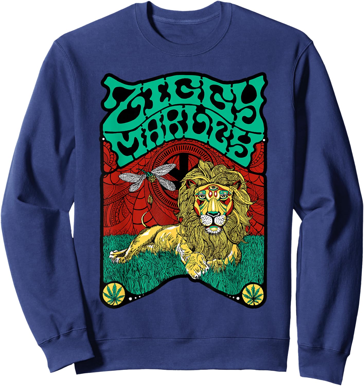 Ziggy Marley - Official Merchandise - Fly Rasta Lion Sweatshirt - Sweatshirt | Navy