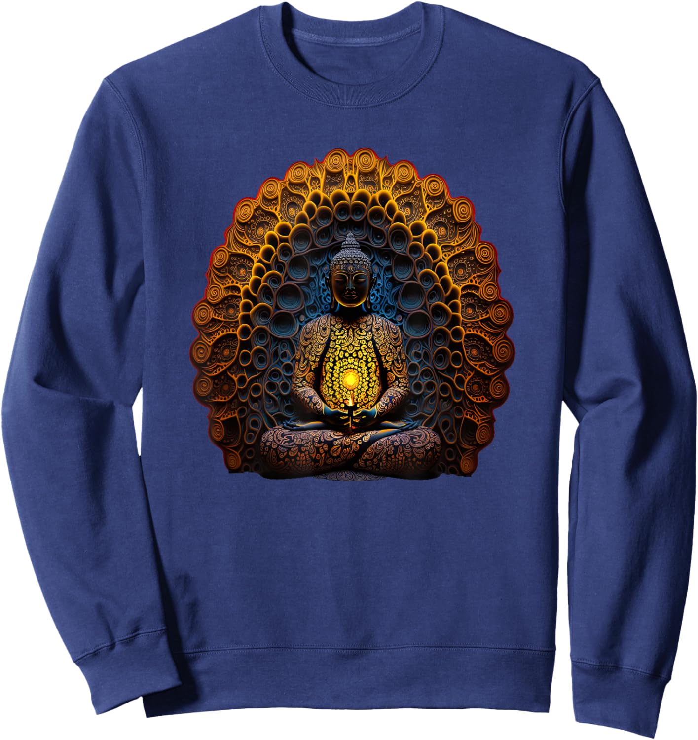 Buddha Statue Yoga Buddhist Zen Buddhism Meditation Sweatshirt - Sweatshirt | Navy