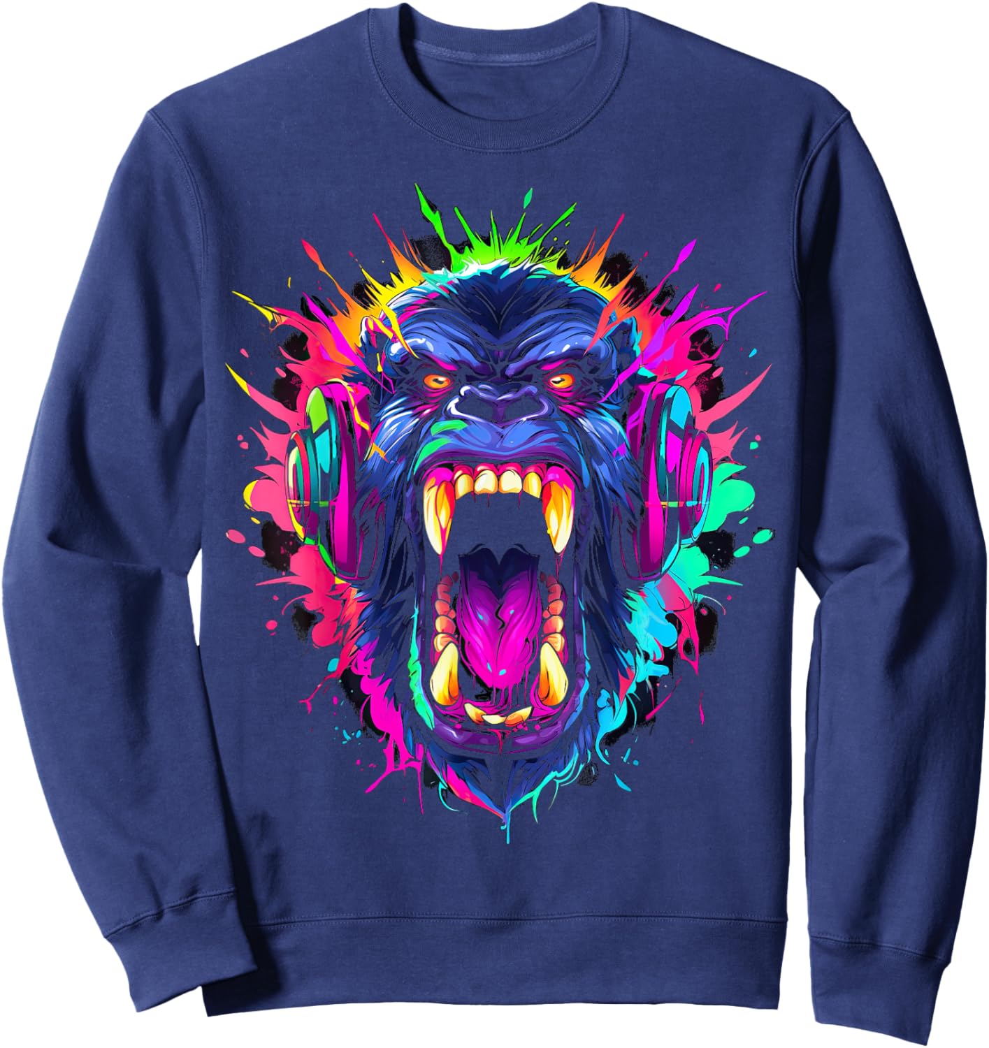 Gorilla shouting meme monkey gamer gorillas Sweatshirt - Sweatshirt | Navy