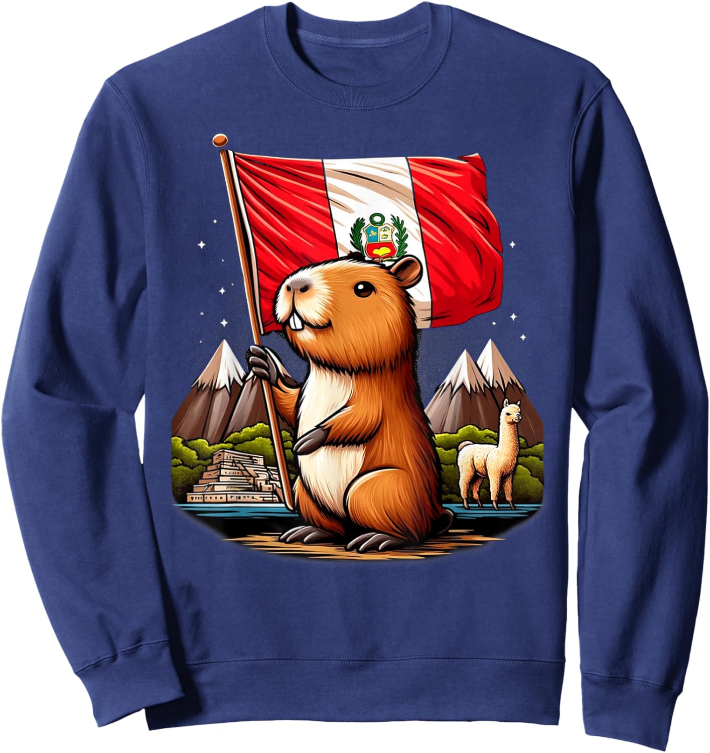 Peruvian Capybara Peru Flag - Ronsoco Fiestas Patrias Sweatshirt - Sweatshirt | Navy