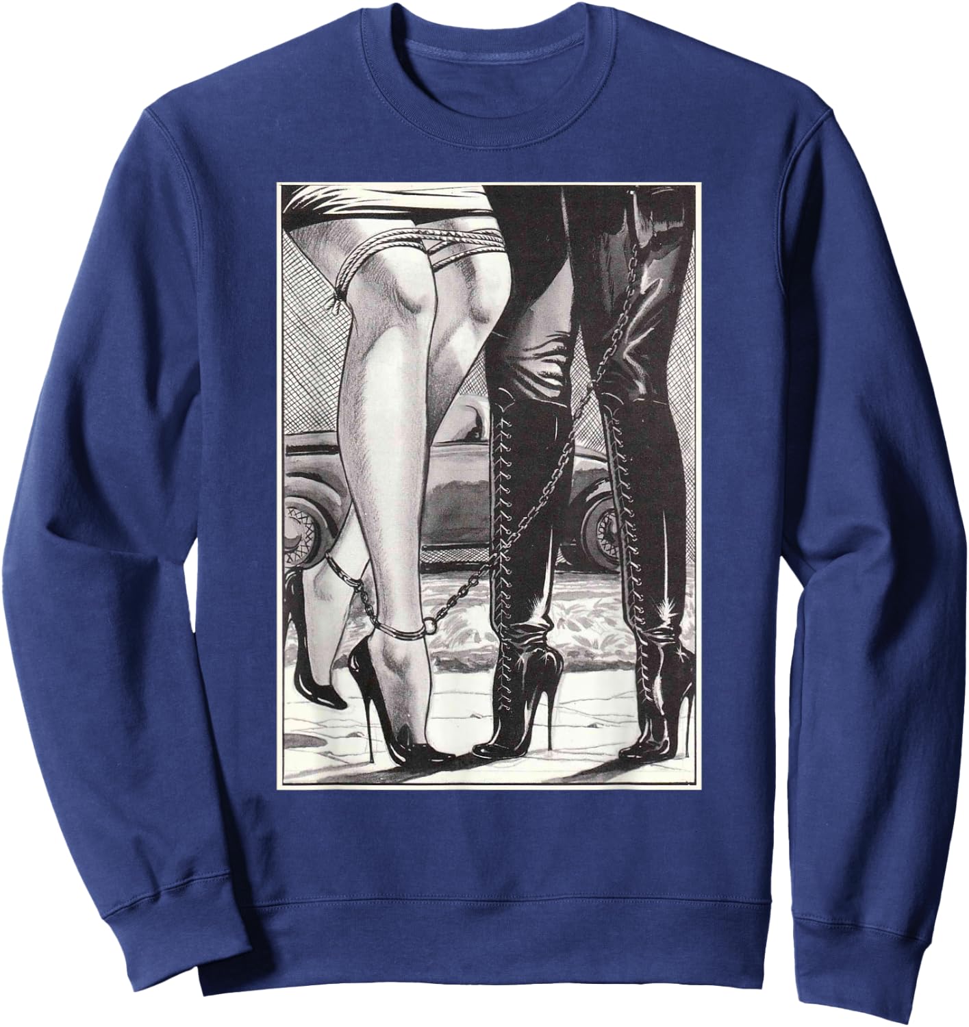 Hot Lesbian Rope Bondage Lovers Lesbian High Heel Dominatrix Sweatshirt - Sweatshirt | Navy