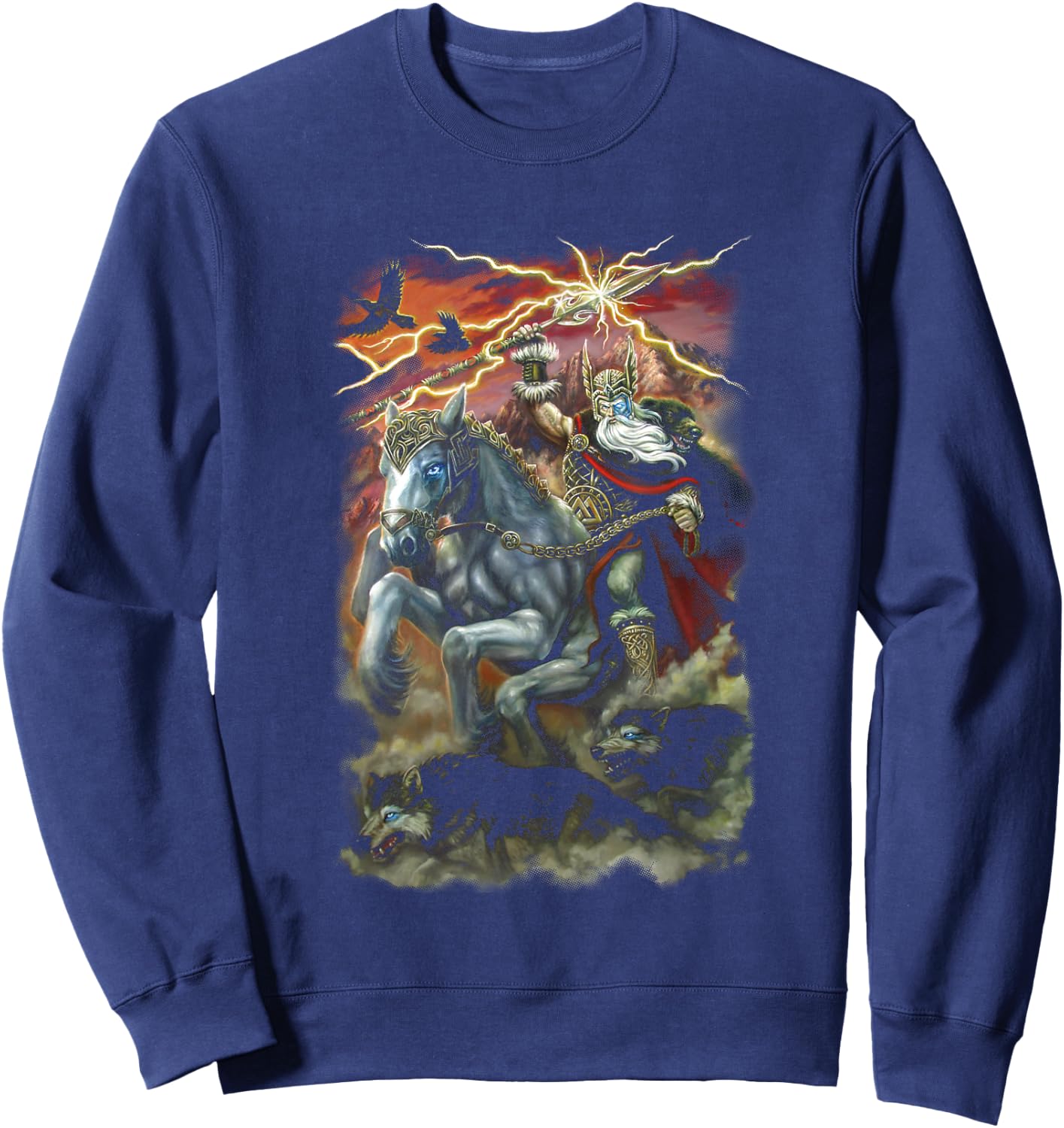 Odin Sleipnir horse norse nordic asatru Viking Fantasy art Sweatshirt - Sweatshirt | Navy