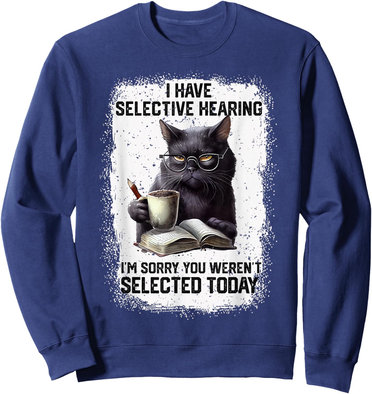 Funny Cat Sarcasm Humor Present Outfits -Adults Black Small Modern Short Sleeve Sweatshirt - Sweatshirt | Navy