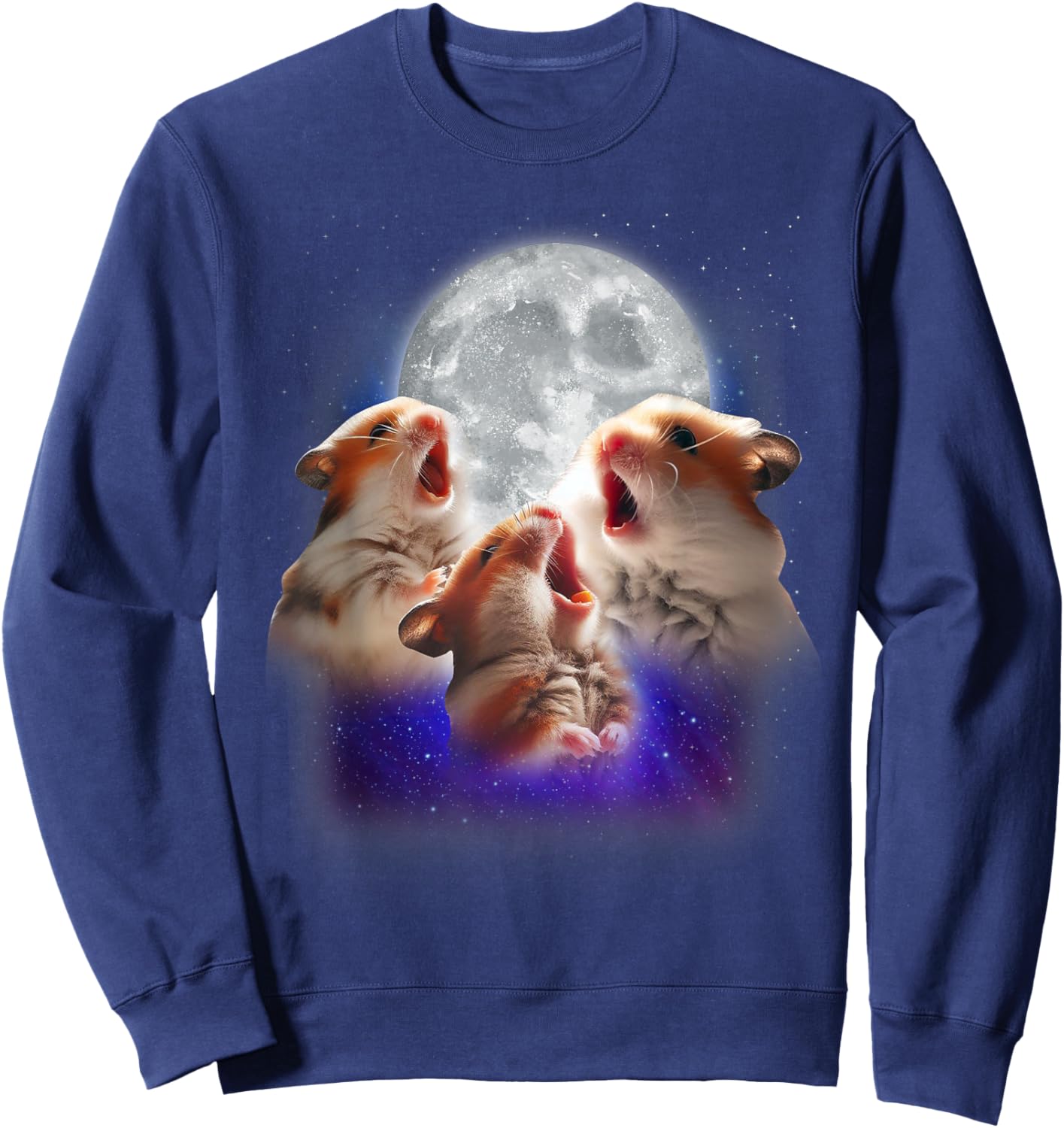 3 Hamsters Howling At The Moon Funny Pet Hamster Lover Kids Sweatshirt - Sweatshirt | Navy