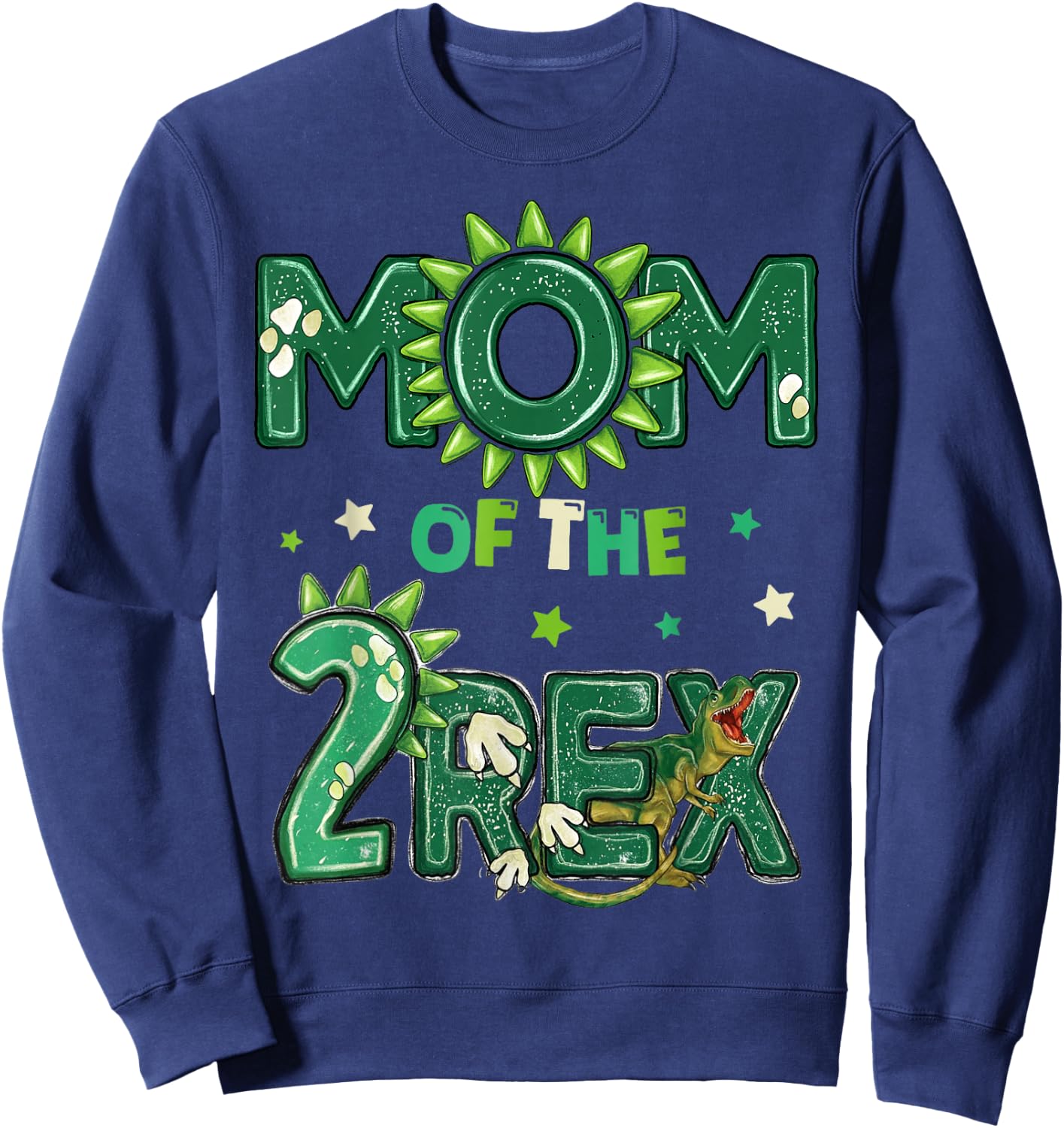 Mom of The Two Rex Birthday Dinosaur Family Matching Sweatshirt - Sweatshirt | Navy