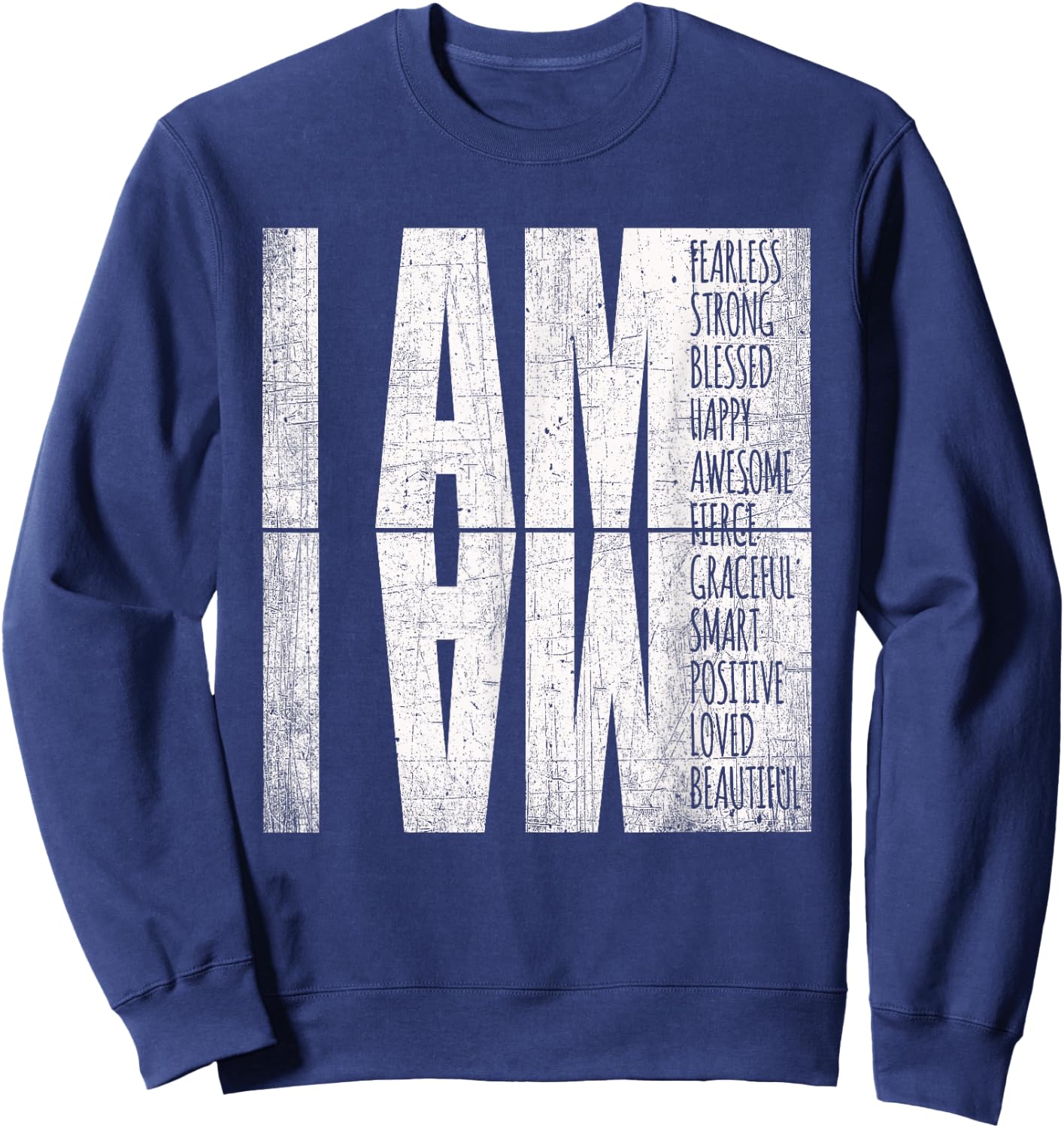I Am Fearless Strong Blessed Pink Positive Affirmations Gift Sweatshirt - Sweatshirt | Navy