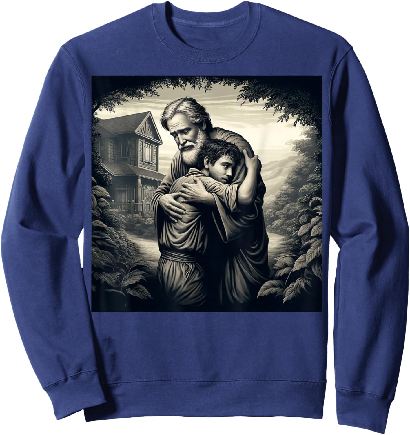 The Prodigal Son: father embracing his returned son: Luke 15 Sweatshirt - Sweatshirt | Navy