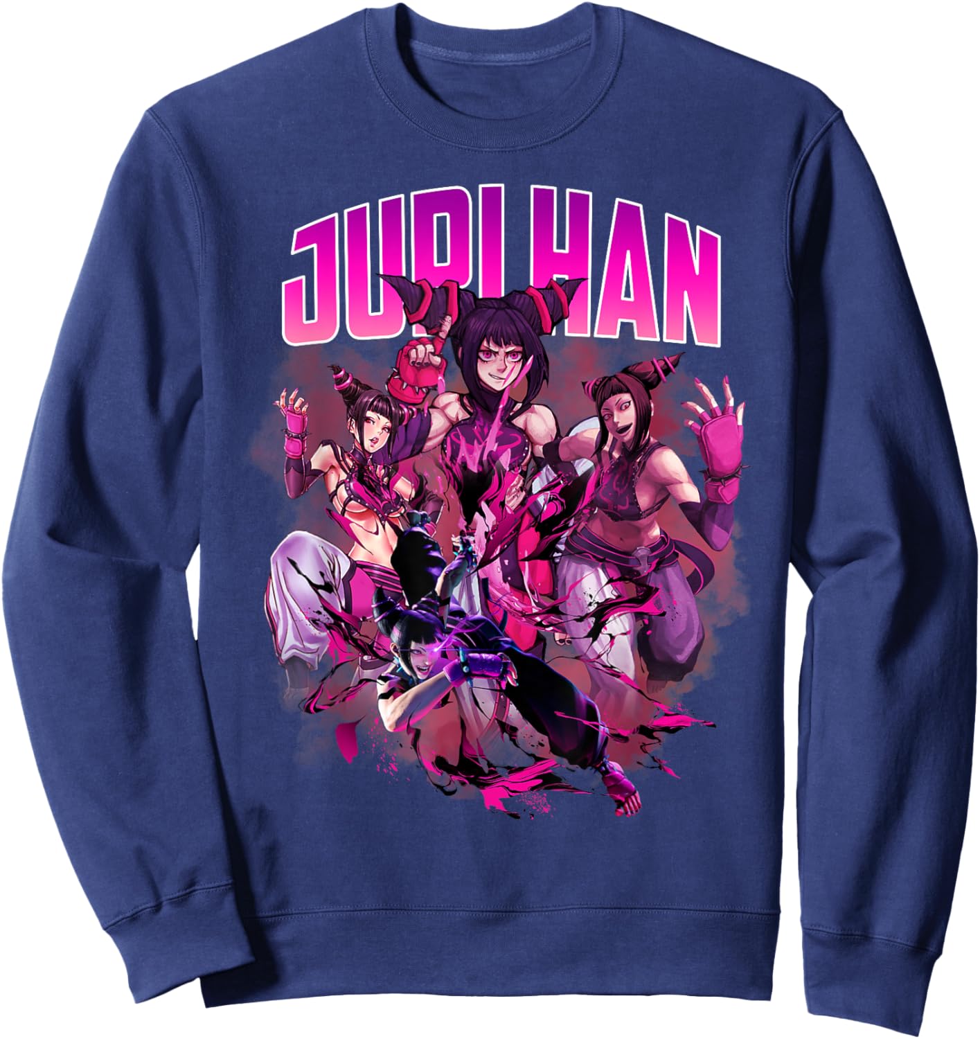 Game Character Juri Han Collage Style 90's Vintage Sweatshirt - Sweatshirt | Navy