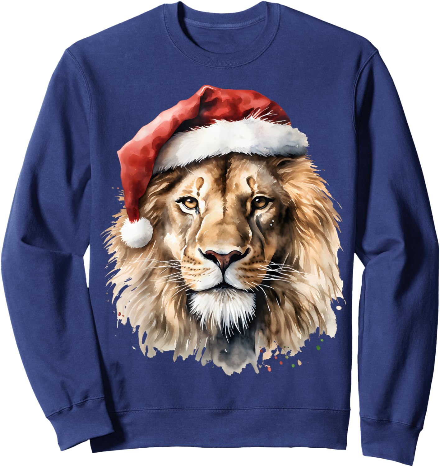 Lion Lover Santa Hat Christmas Zoologist Pajamas Xmas wild Sweatshirt - Sweatshirt | Navy