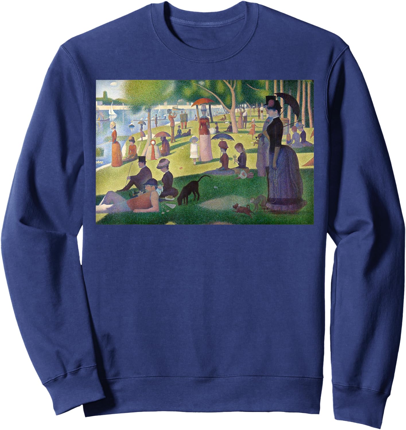 Seurat Sunday Afternoon Famous Painting By Seurat Sweatshirt - Sweatshirt | Navy