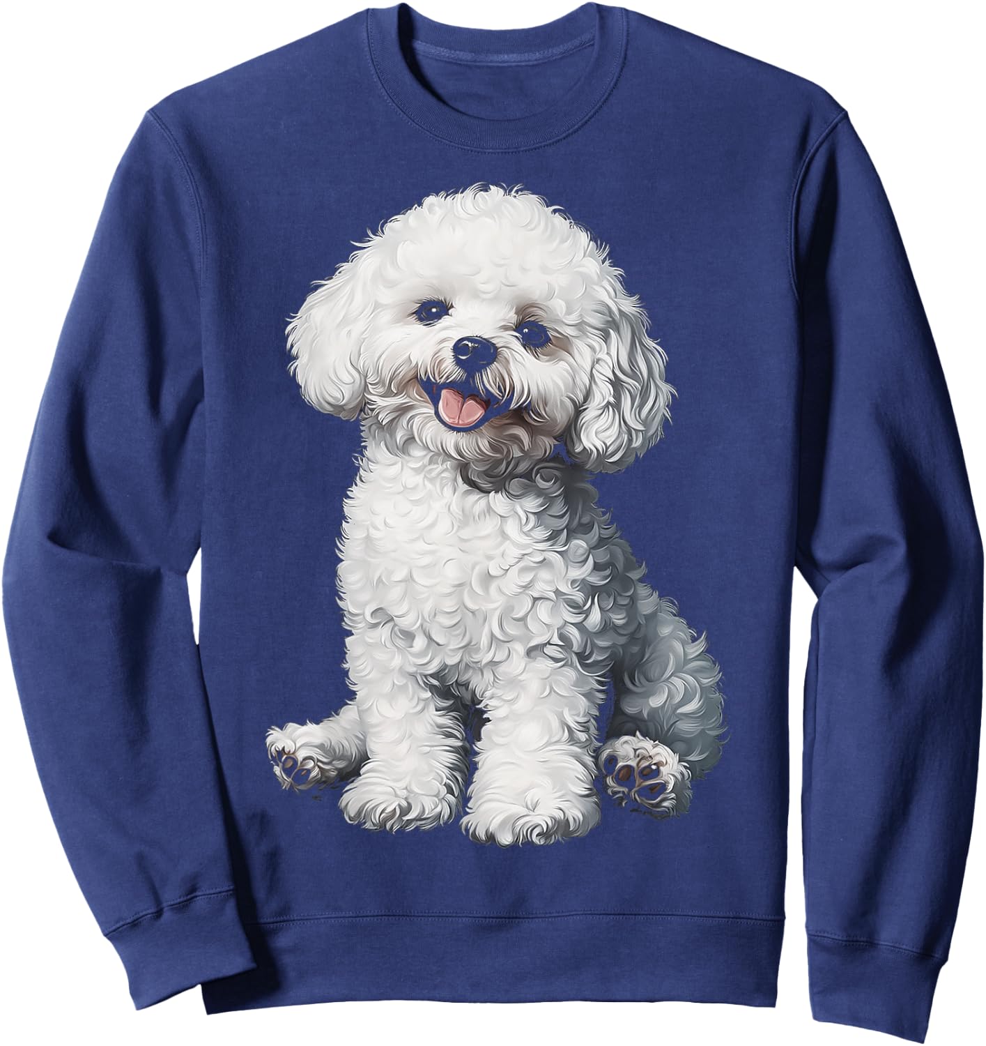 Bichon Frise Dog Motif Pet Illustration Bichon Frise Sweatshirt - Sweatshirt | Navy
