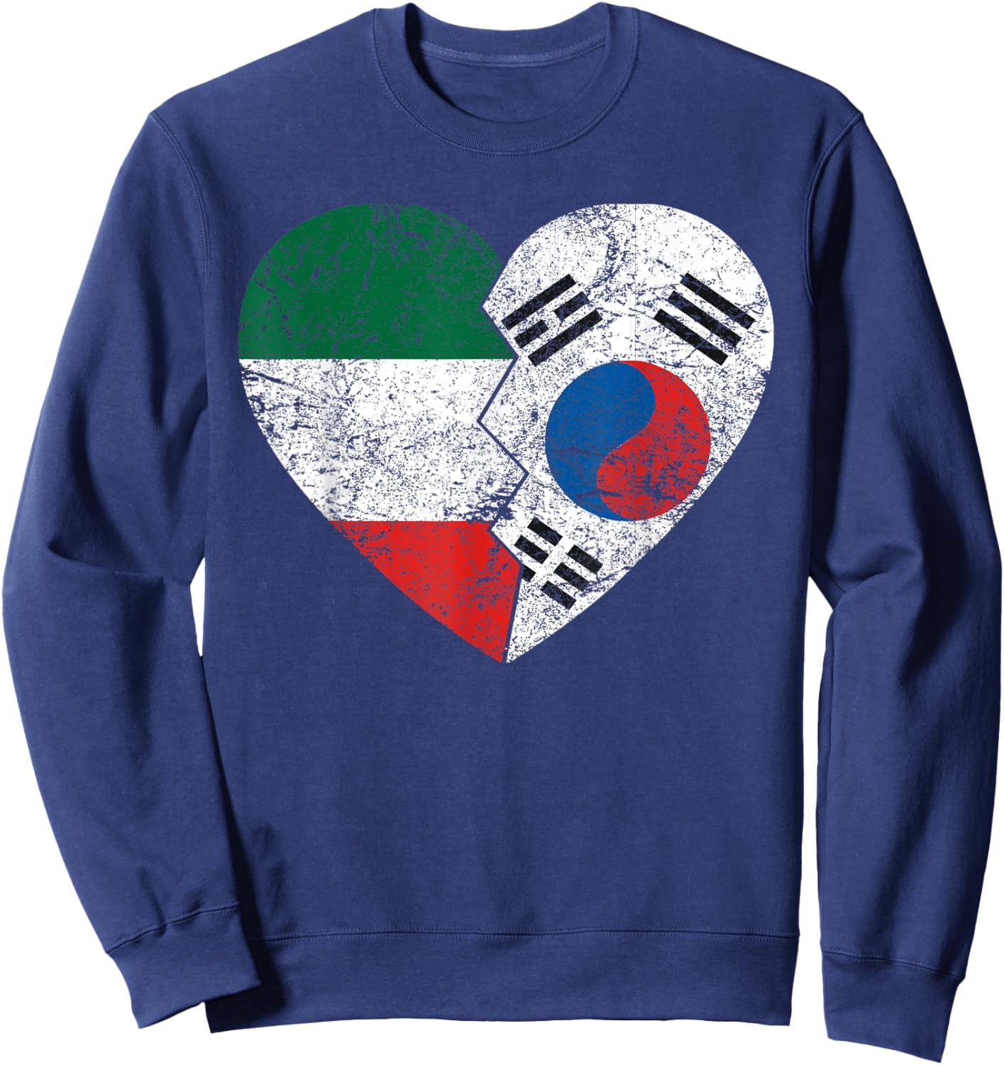 South Korean Italian Flags Heart | Italy South Korea Roots Sweatshirt - Sweatshirt | Navy