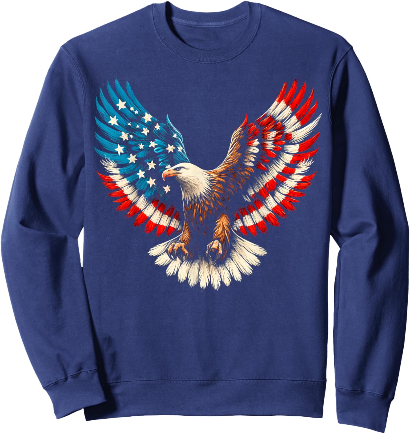 Bald Eagle & Patriotic American Flag 4th of July Sweatshirt - Sweatshirt | Navy
