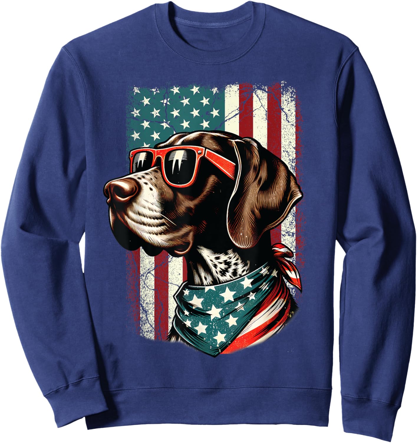 Patriotic German Shorthaired Pointer Dog 4th Of July USA Sweatshirt - Sweatshirt | Navy