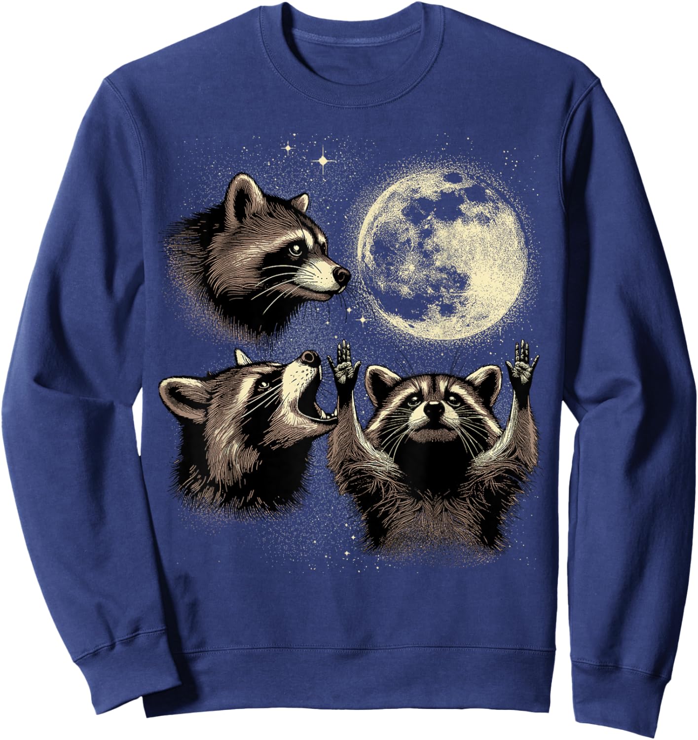 Tree Raccoon Moon Shirt Raccoon Howling At Moon Trash Panda Sweatshirt - Sweatshirt | Navy