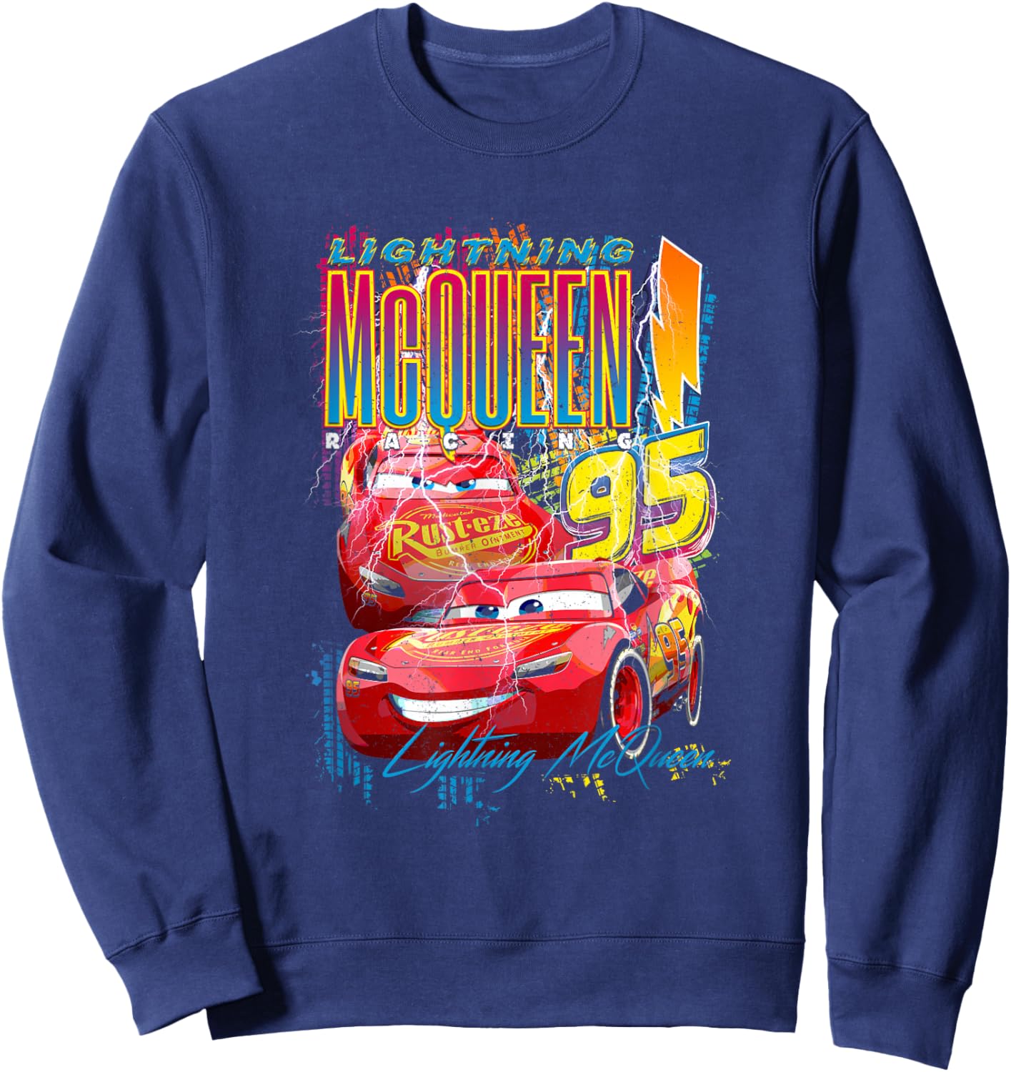 Disney Pixar Cars Lightning McQueen Racing Thunder Poster Sweatshirt - Sweatshirt | Navy