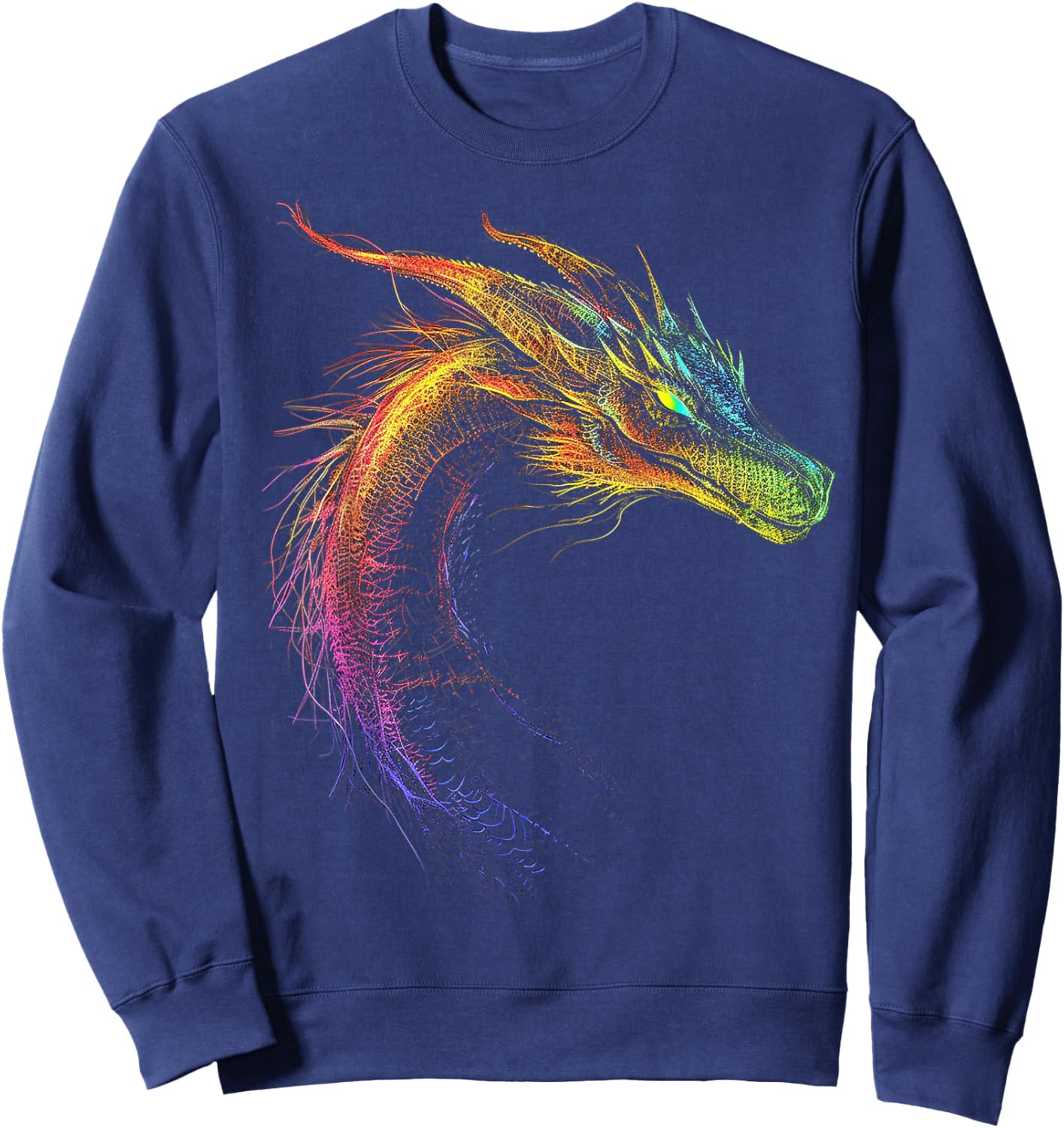 Dragon Drawing Colorful Animal Artwork Fantasy Dragon Sweatshirt - Sweatshirt | Navy
