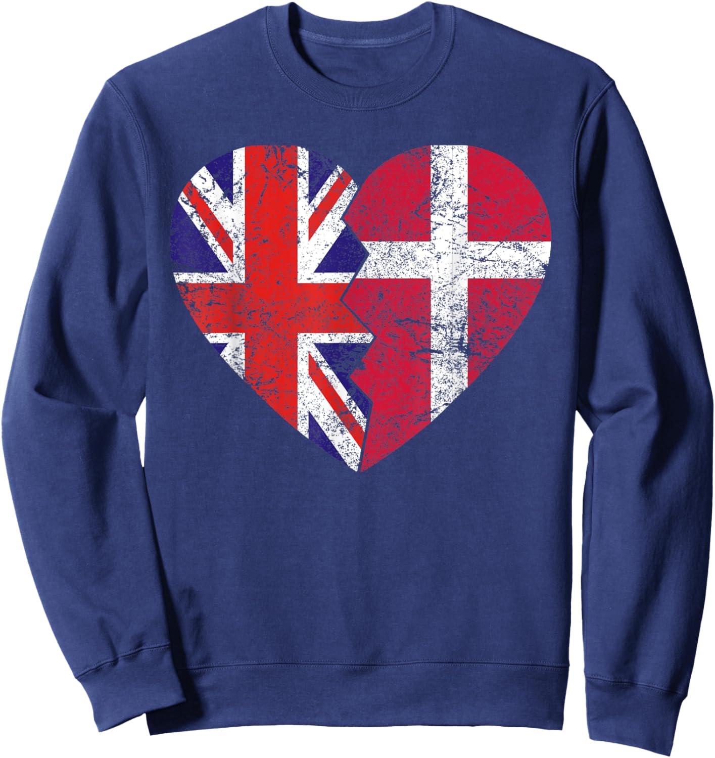 Danish British Flags Heart | United Kingdom Denmark Roots Sweatshirt - Sweatshirt | Navy