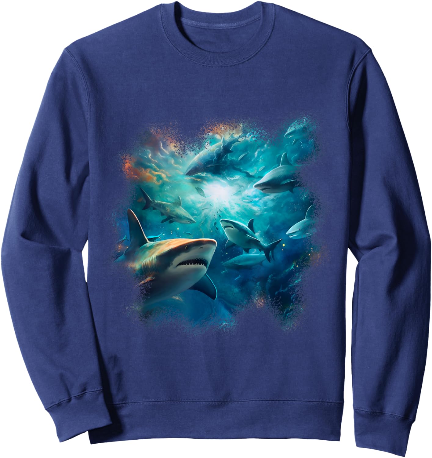 Swimming Sharks Ocean Underwater Life Sweatshirt - Sweatshirt | Navy