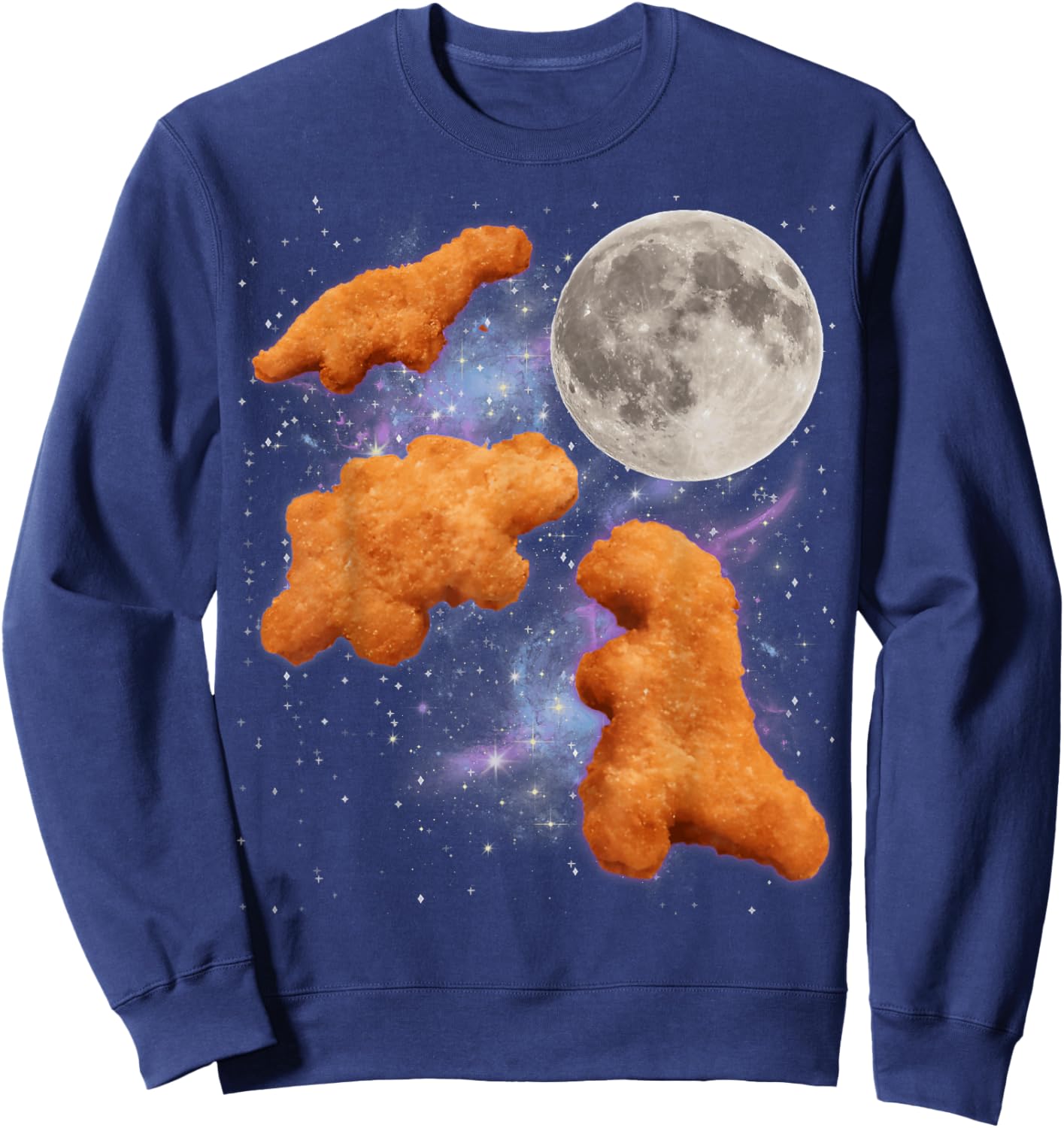 Three Chicken Nuggets Howl at Moon Funny Parody Dino Nugget Sweatshirt - Sweatshirt | Navy