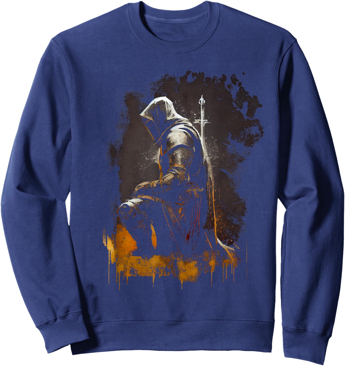 Knight Templar Kneeling Crusader Templar Warrior Of Christ Sweatshirt - Sweatshirt | Navy