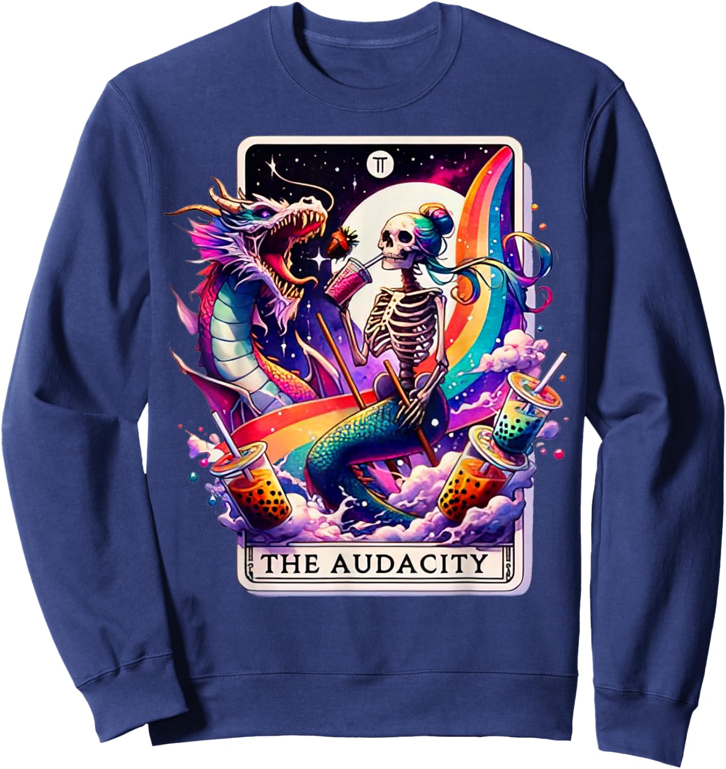 The Audacity Tarot Mermaid Dragon Sweatshirt - Sweatshirt | Navy