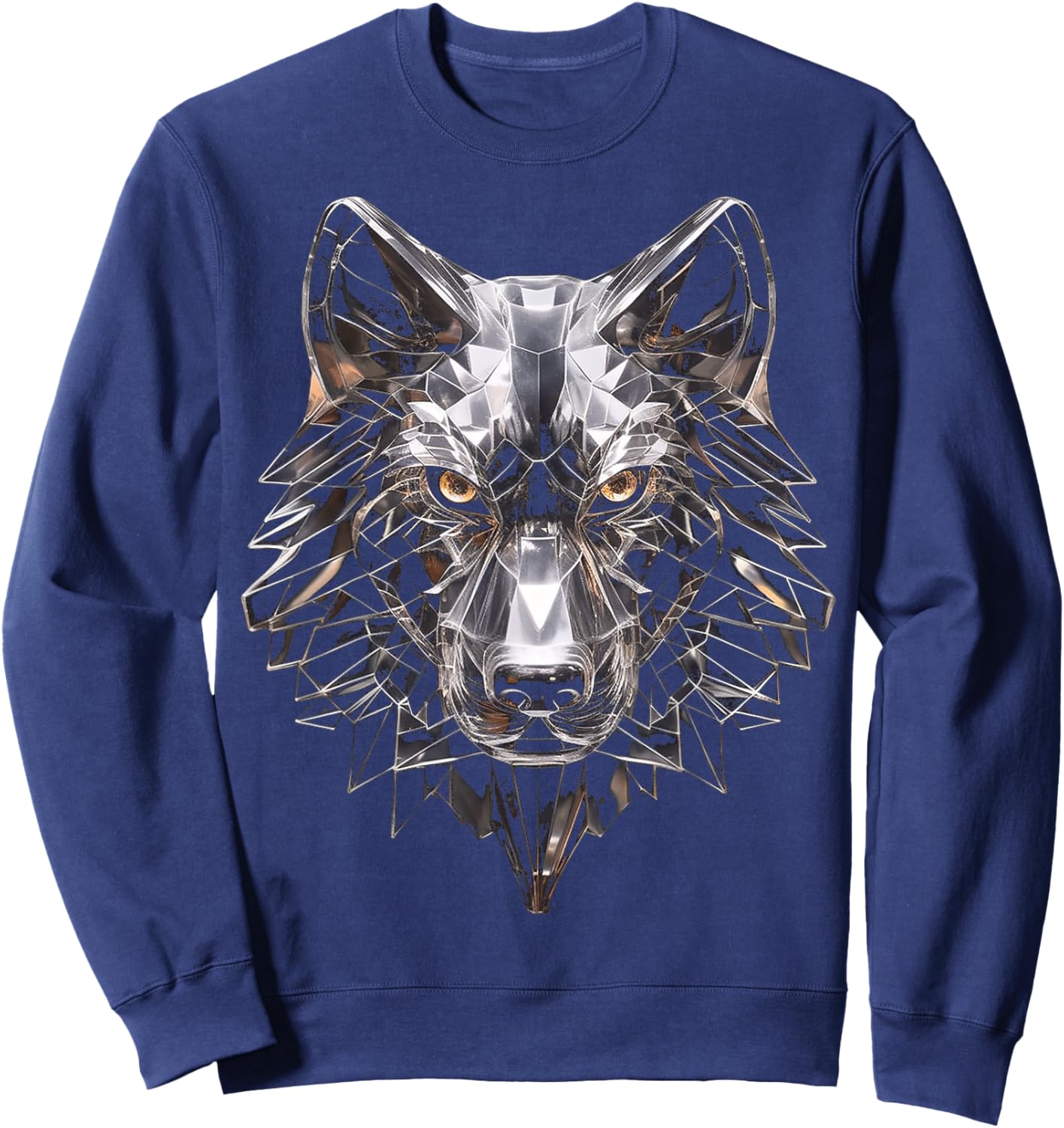 Wolf Glass Art Polygon Animal Abstract Graphic Wolf Sweatshirt - Sweatshirt | Navy