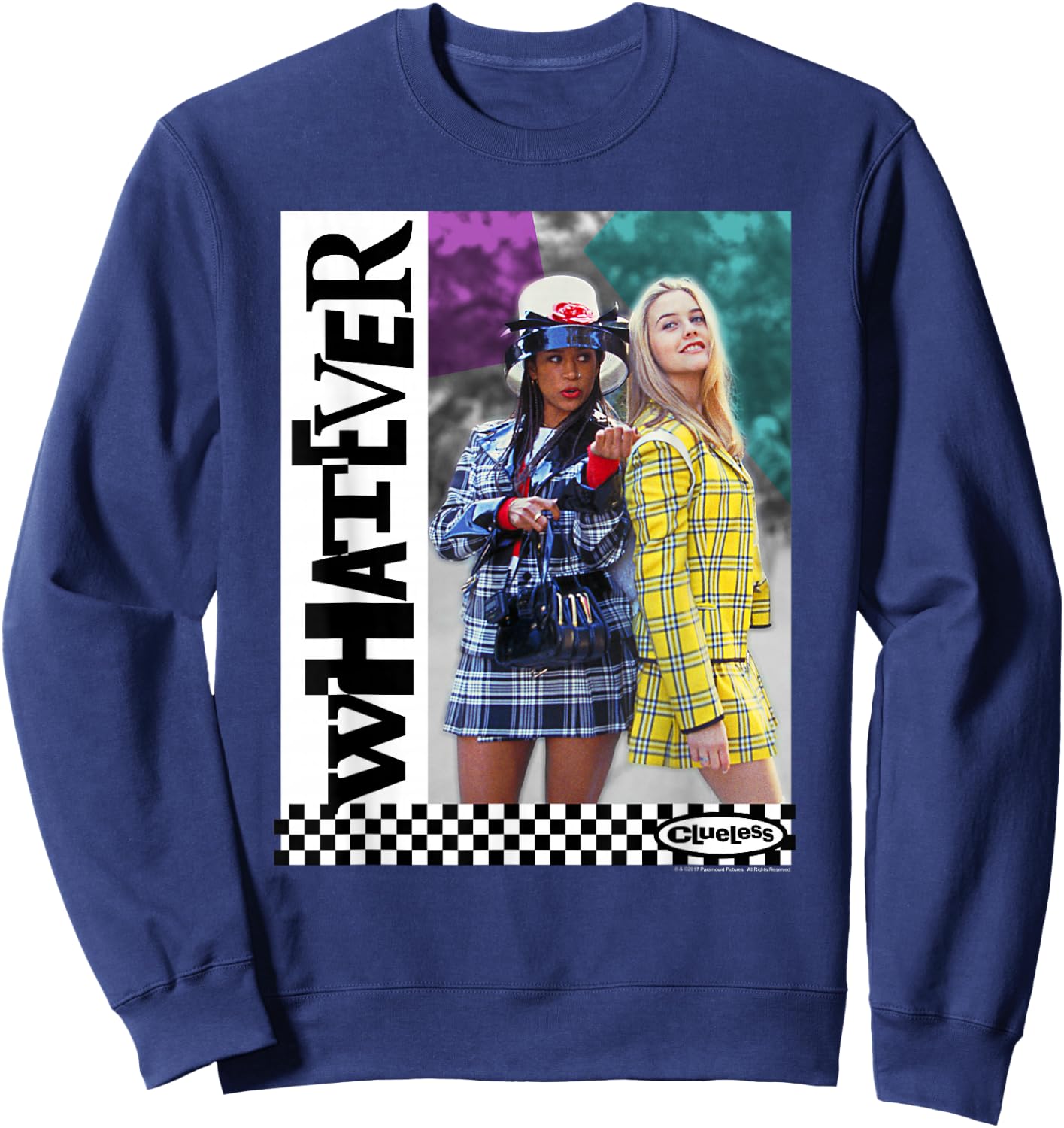 Clueless Whatever Checker Sweatshirt - Sweatshirt | Navy