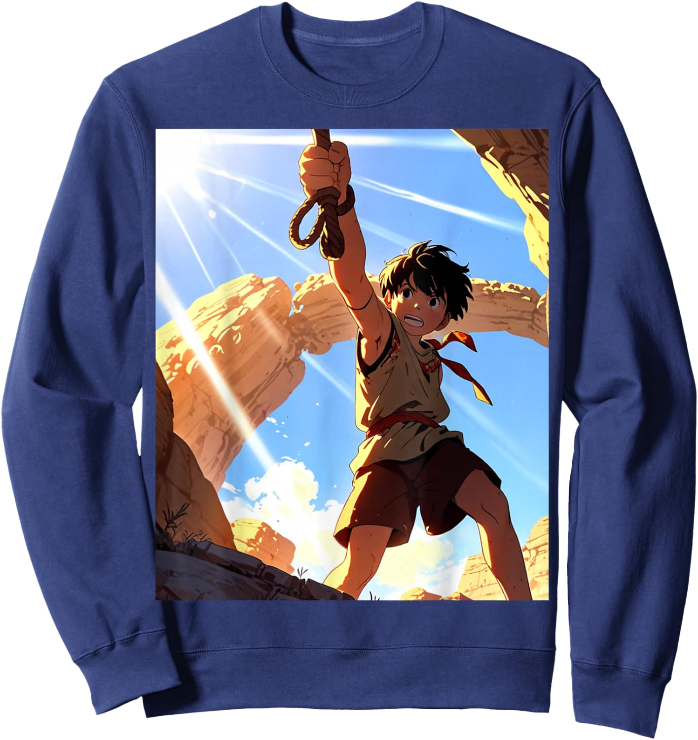 David and Goliath Bible Book Samuel King David Anime Manga Sweatshirt - Sweatshirt | Navy