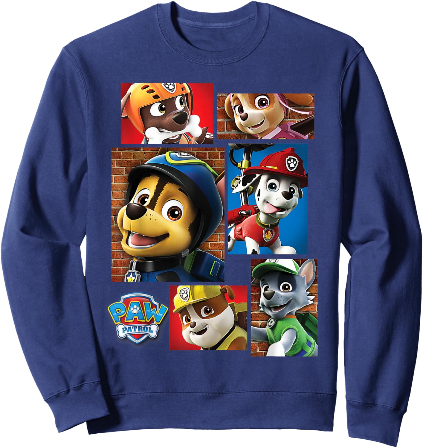 Paw Patrol Rescue Dogs In Squares Sweatshirt - Sweatshirt | Navy