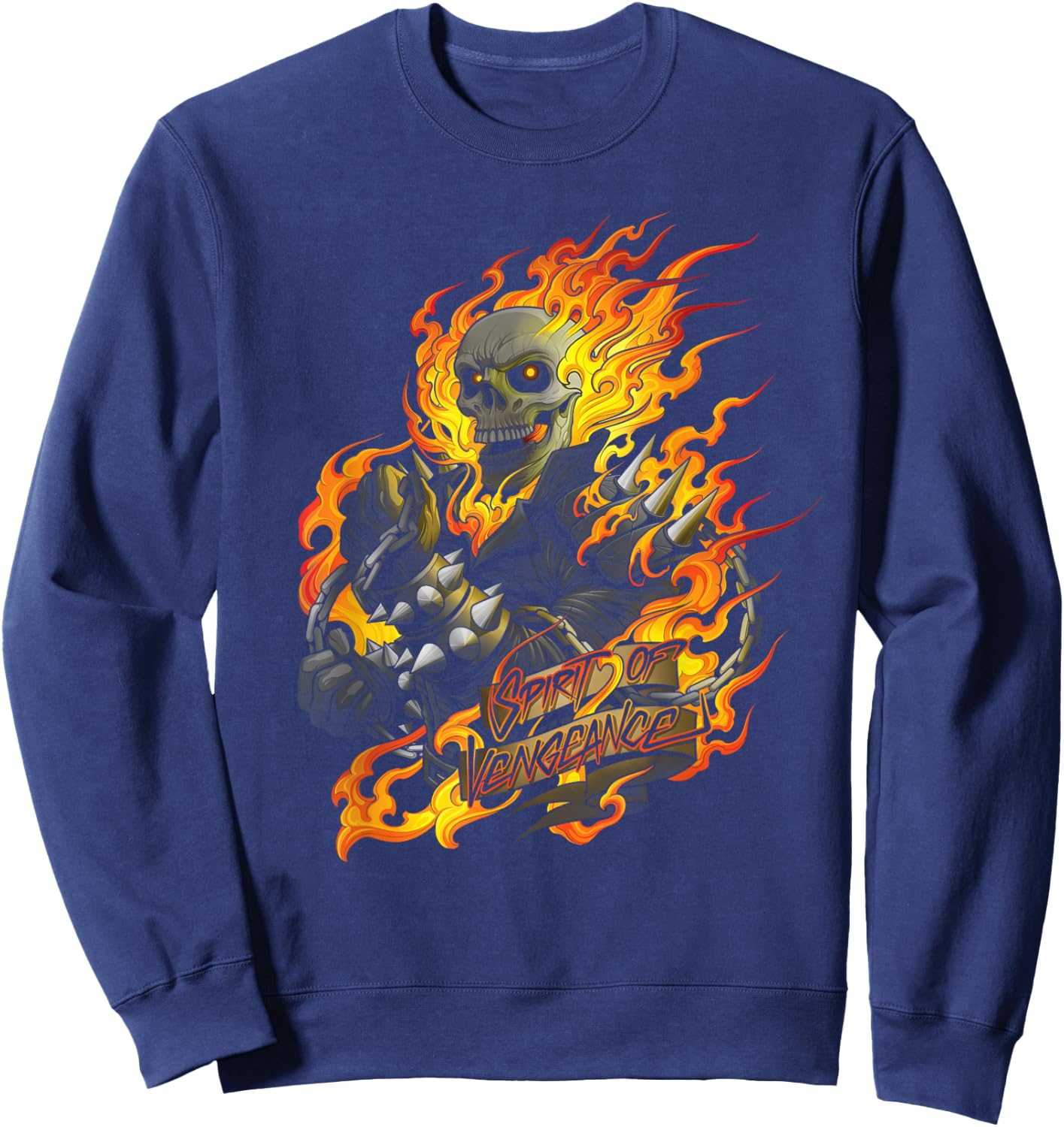 Marvel Ghost Rider Spirit of Vengeance Flaming Skull Sweatshirt - Sweatshirt | Navy