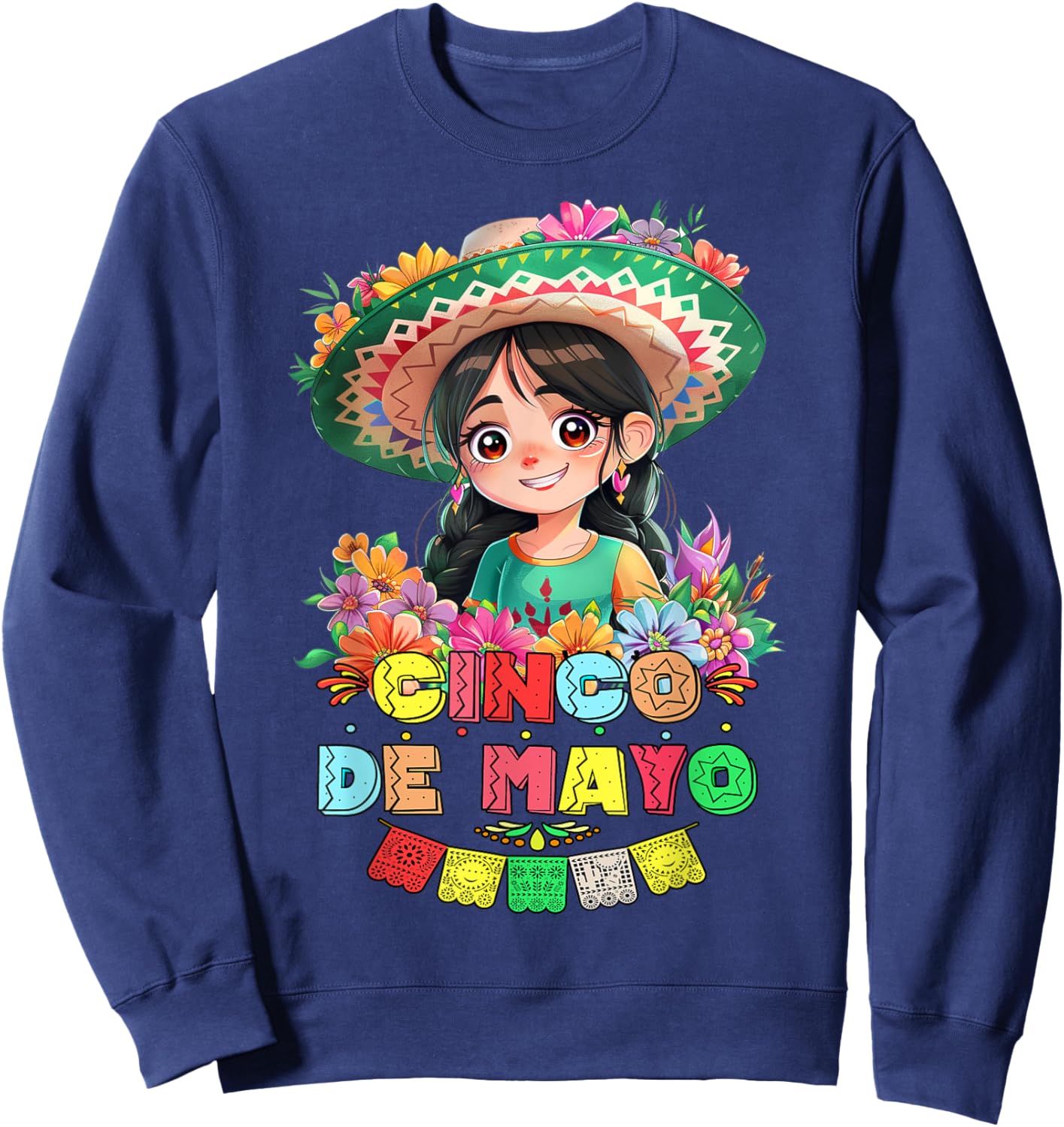 Otaku Girl Cinco De Mayo Mexican Fiesta 5 De Mayo Anime Girl Sweatshirt - Sweatshirt | Navy