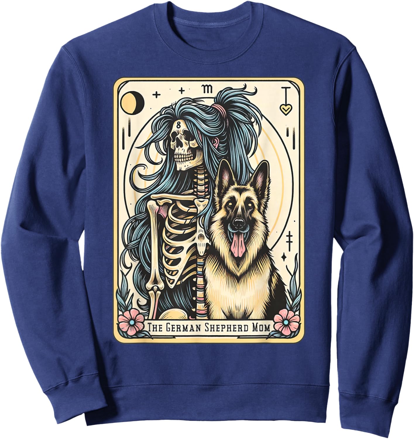 Retro German Shepherd Mom Tarot Card Witchy Vibes Dog Mom Sweatshirt - Sweatshirt | Navy