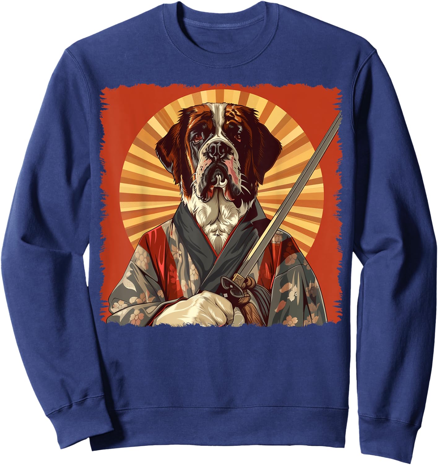 St. Bernard Dog Japanese Art Samurai Ukiyo-e Sweatshirt - Sweatshirt | Navy