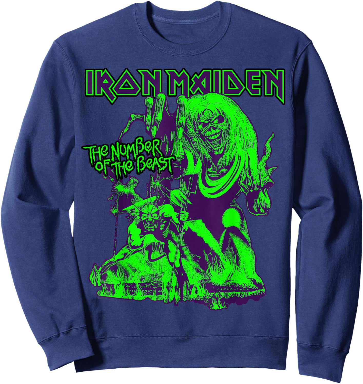Iron Maiden - Number of the Beast Halloween Green Black Sweatshirt - Sweatshirt | Navy
