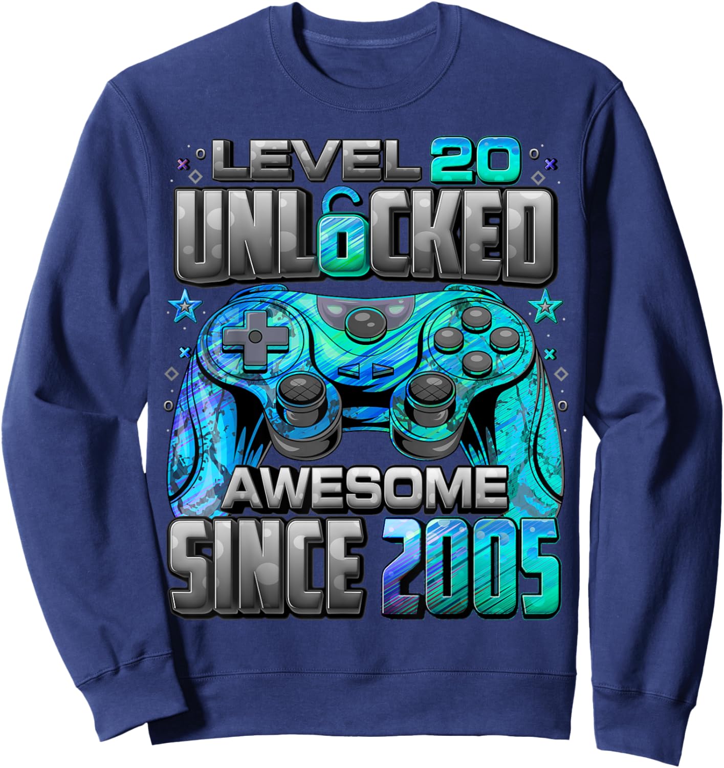 Level 20 Unlocked Awesome Since 2005 20th Birthday Gaming Sweatshirt - Sweatshirt | Navy